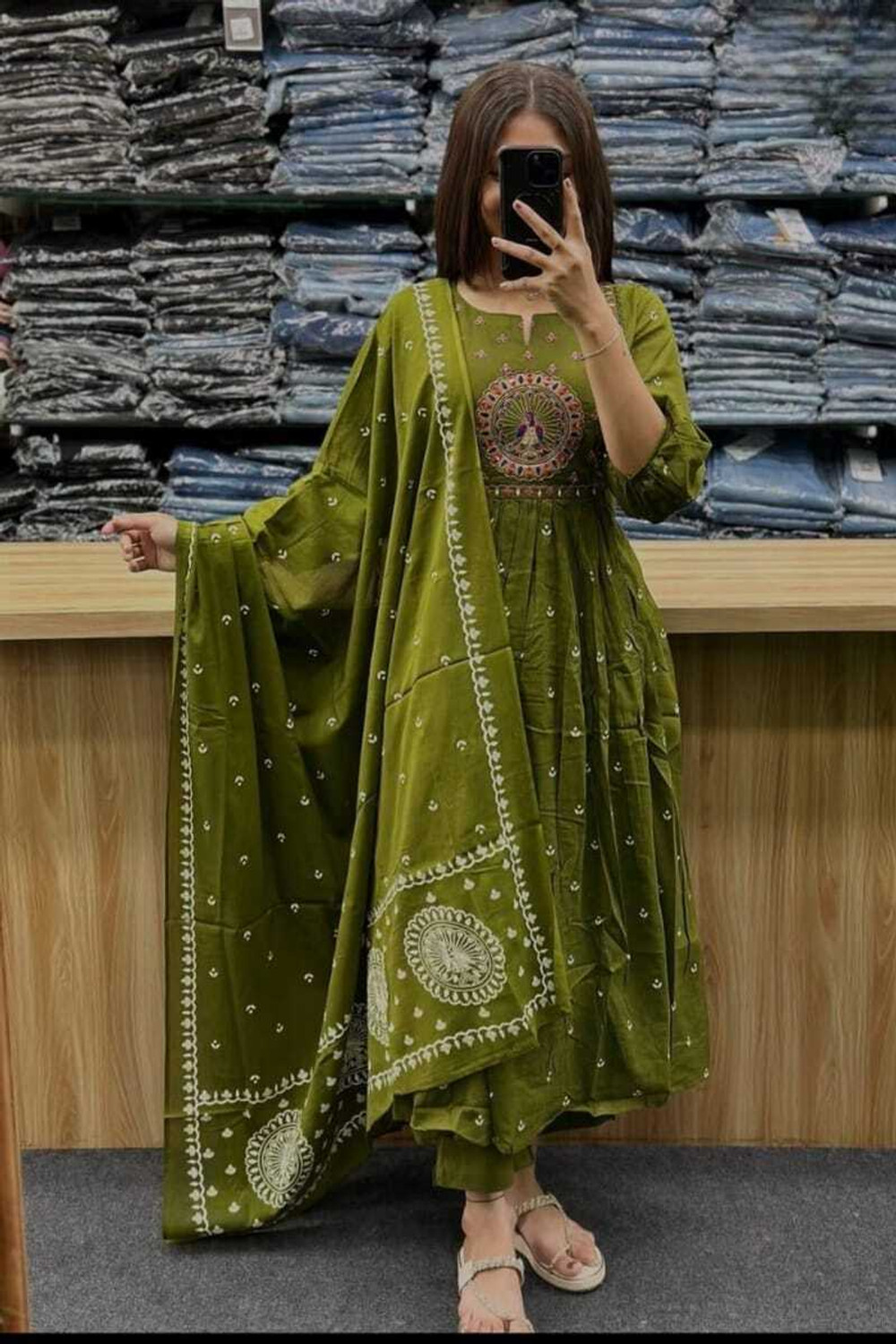 Image of YAGNIK FASHION Women Viscose Rayon Kurti Pant Attached Dupatta Set