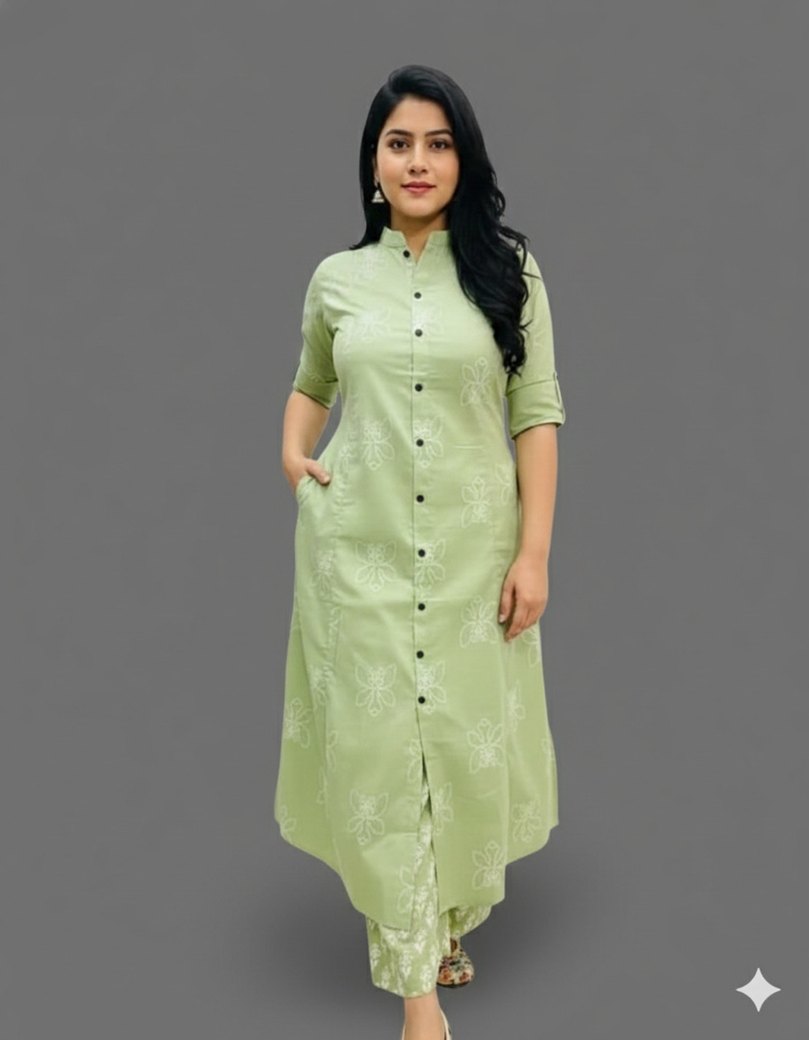Image of jay randal Women Cotton Rayon Kurta Pant Dupatta Set