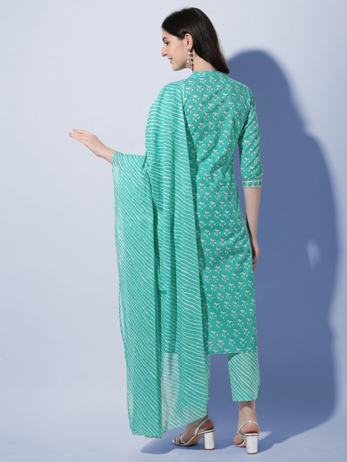 Image of MIRCHI FASHION Women Pure Cotton Kurta Pant Dupatta Set