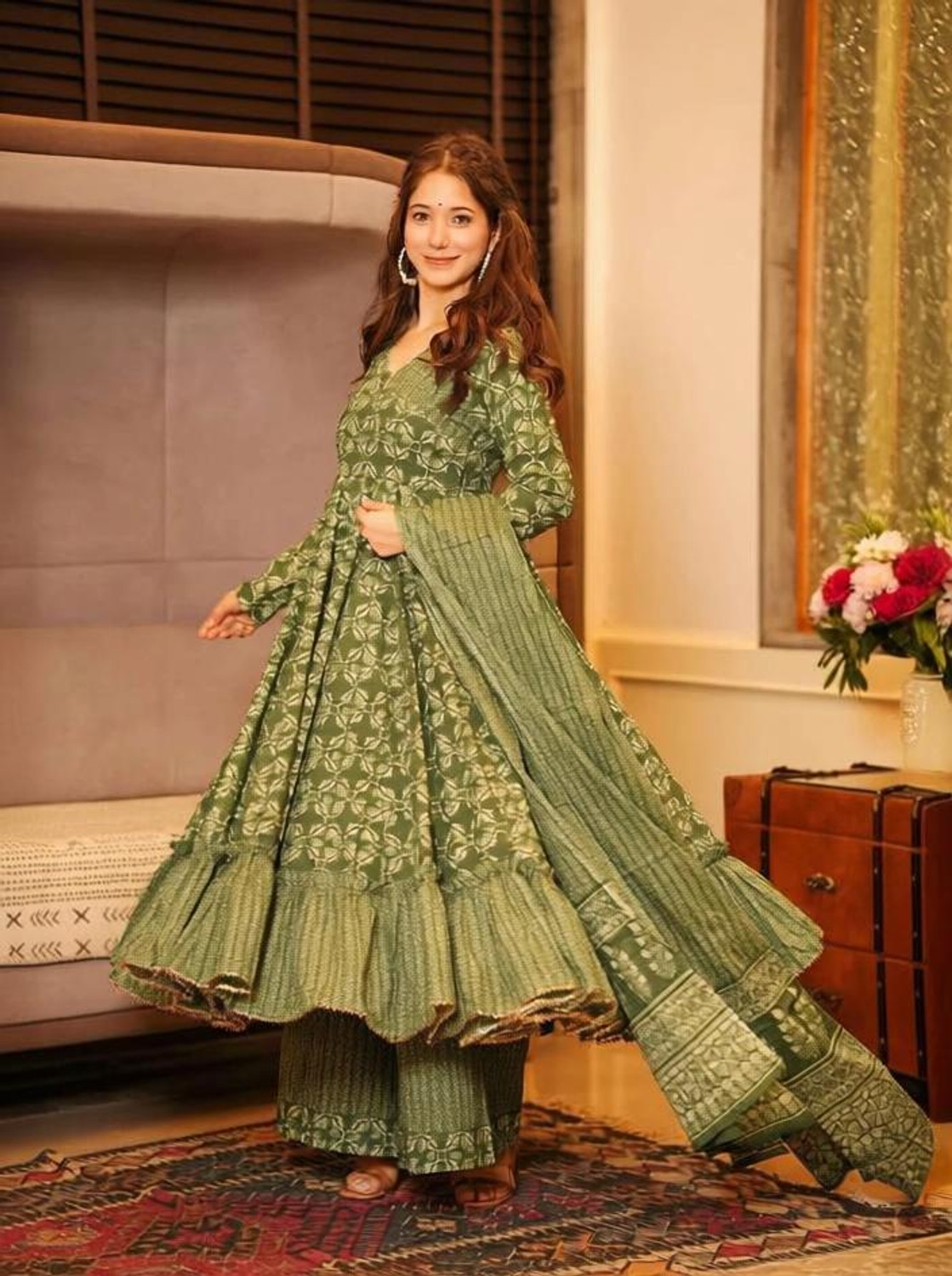 Image of Tasrika Women Pure Cotton Kurta Pant Dupatta Set