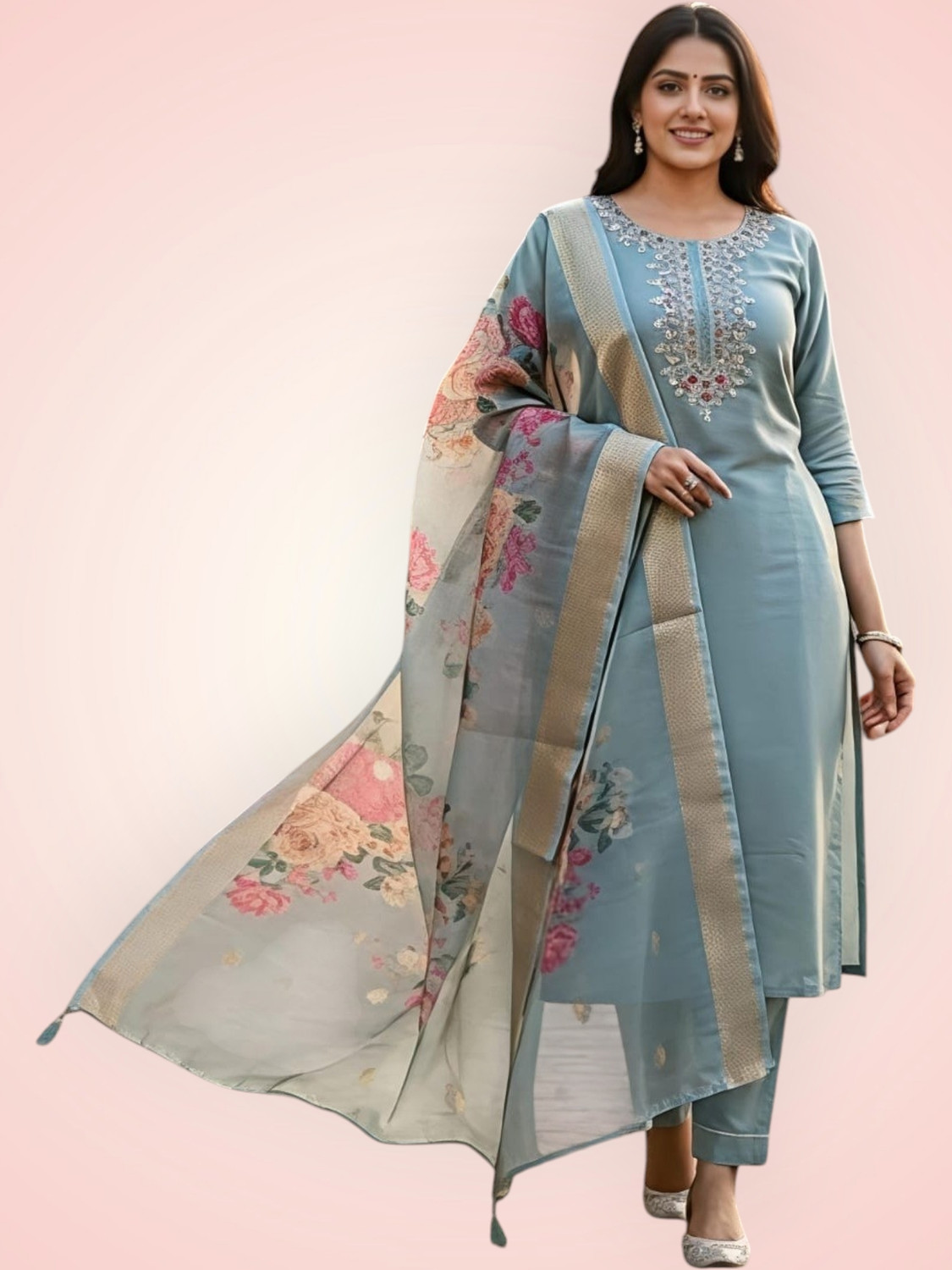Image of Shyomeera Women Pure Cotton Kurta Palazzo Set
