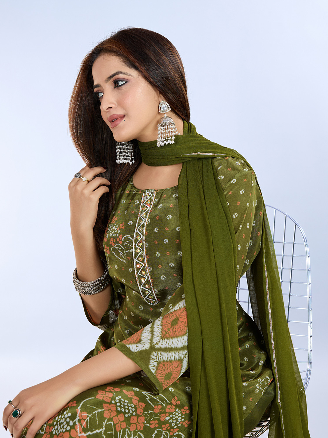 Image of Tasrika Women Pure Cotton Kurta Pant Dupatta Set