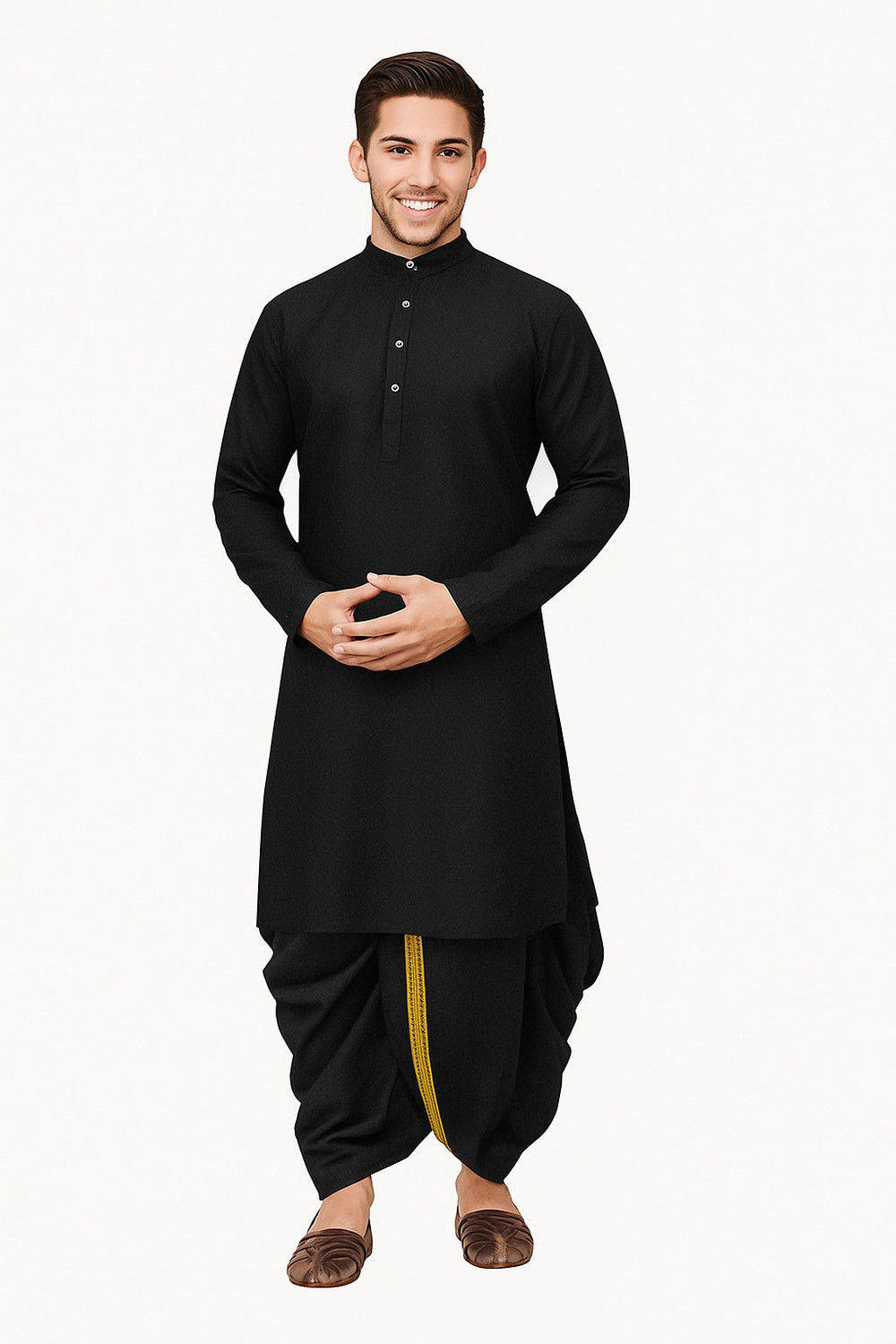 Image of OS Jeans Men Cotton Blend Kurta Dhoti Pant Set