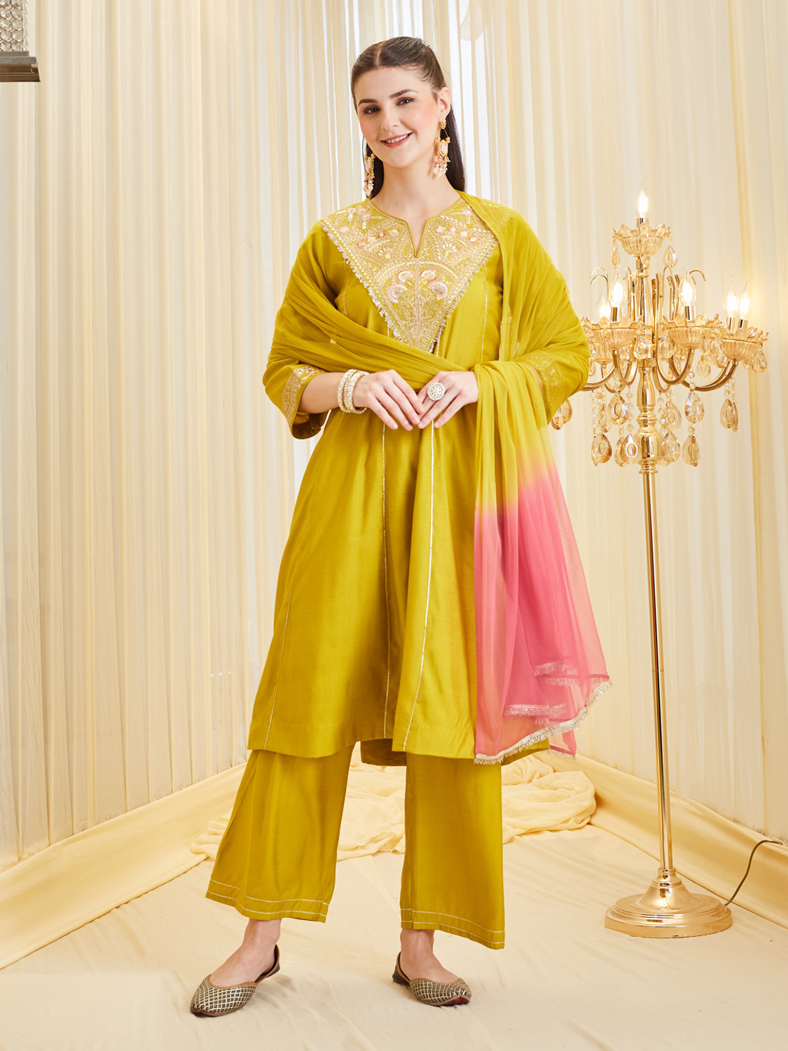 Image of MOKOSH Women Pure Cotton Kurta Sharara Dupatta Set