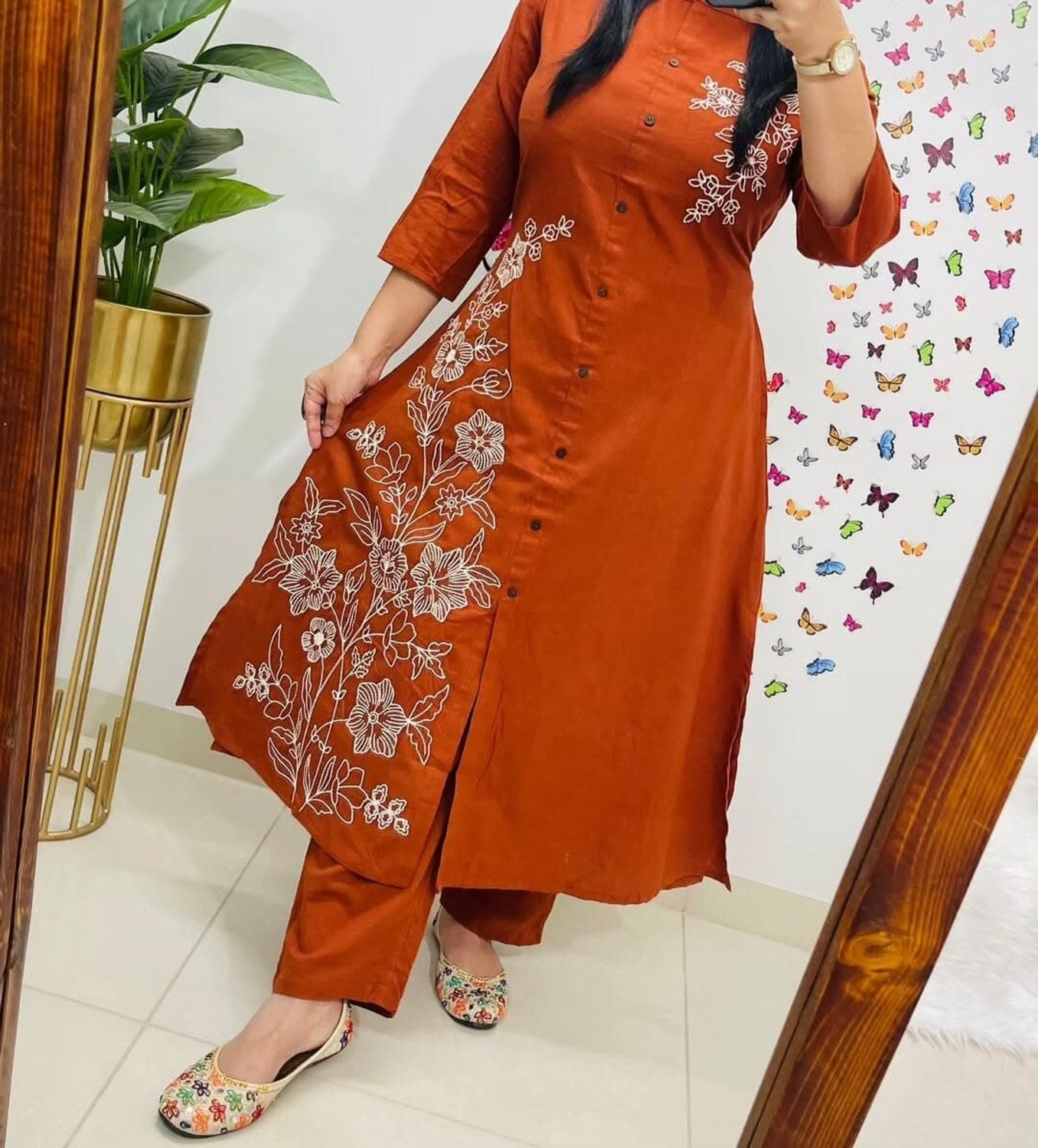 Image of Beads N Stones Women Pure Cotton Kurta Palazzo Set