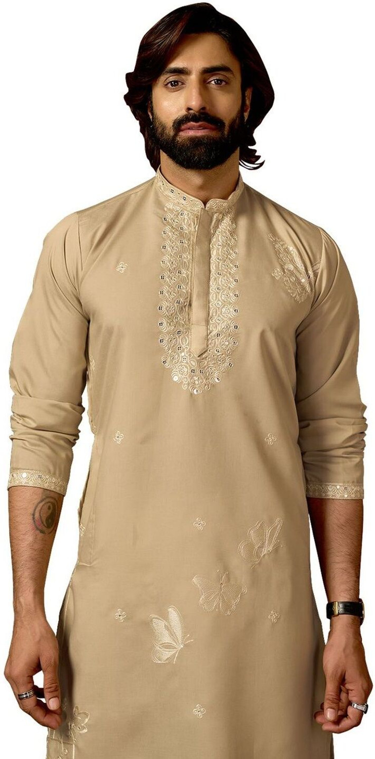 House of Pataudi Men Embroidered A-line Kurta - Image 6