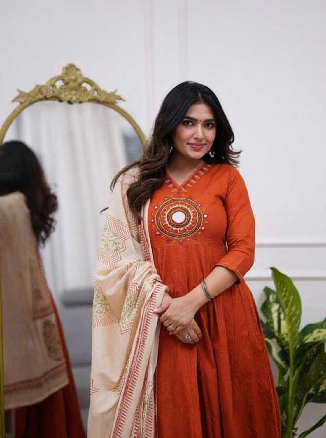 Image of Tasrika Printed Anarkali Kurta, Bottom & Dupatta Set
