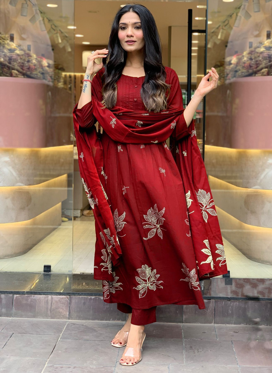 Image of Anni Designer Women Viscose Rayon Kurta Pant Dupatta Set