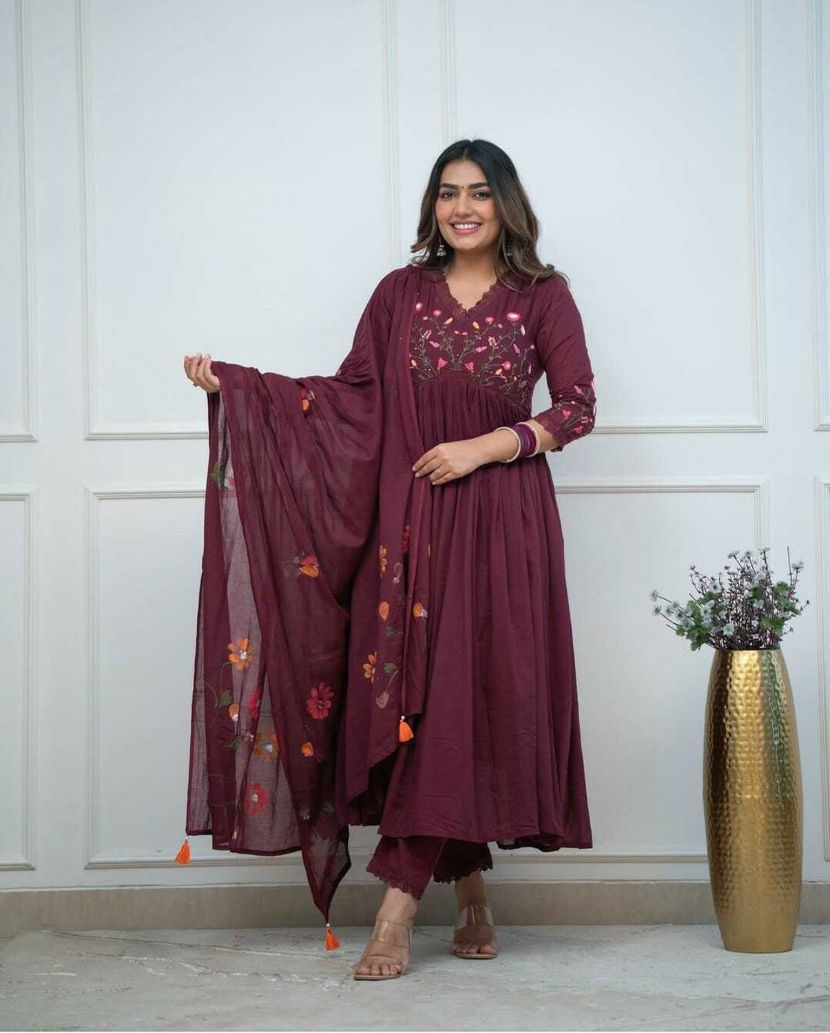 K CREATION Women Pure Cotton Kurta Palazzo Dupatta Set - Image 1