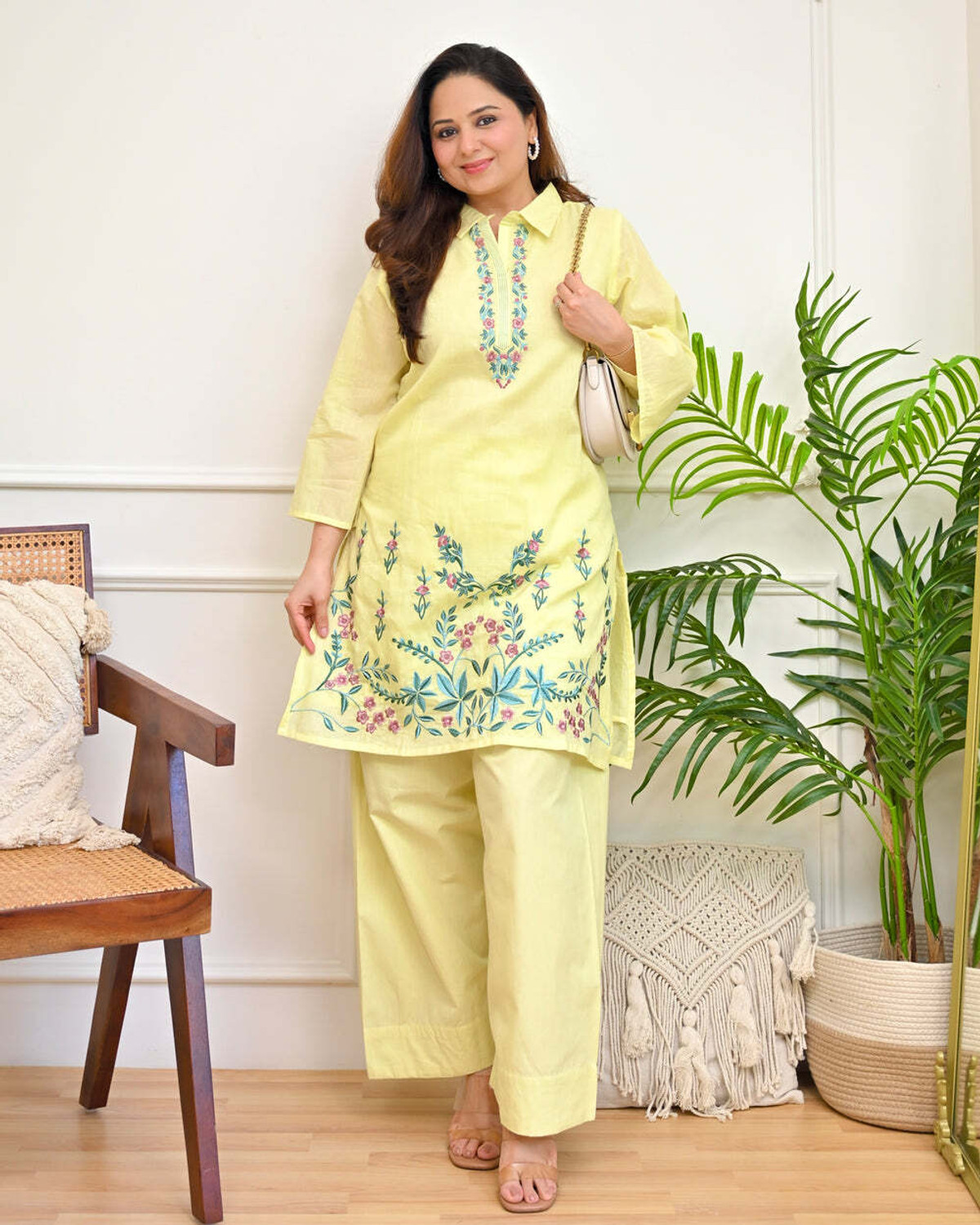 Image of HOUSE OF CLOTHES Women Pure Cotton Kurta Pant Dupatta Set