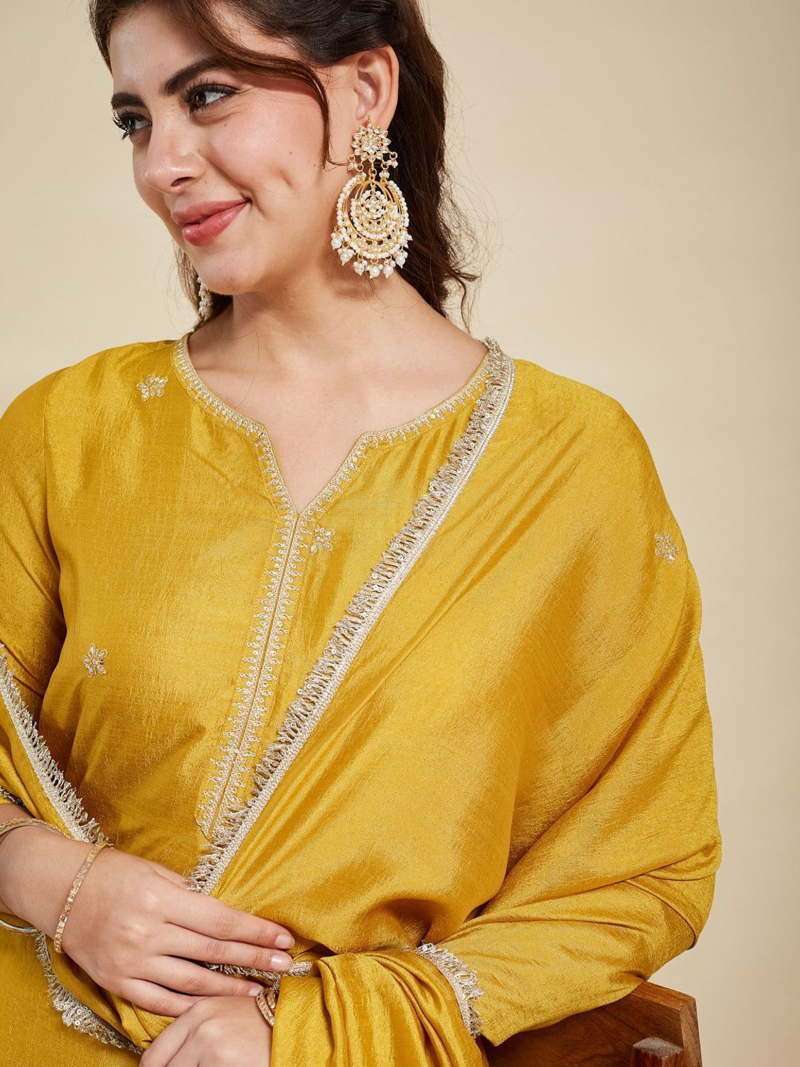 Image of MOKOSH Women Pure Silk Kurta Pant Dupatta Set
