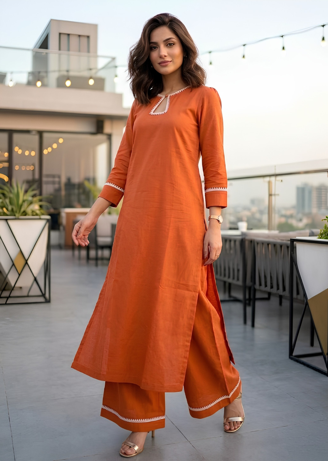 Image of Shyomeera Women Pure Cotton Kurta Palazzo Set