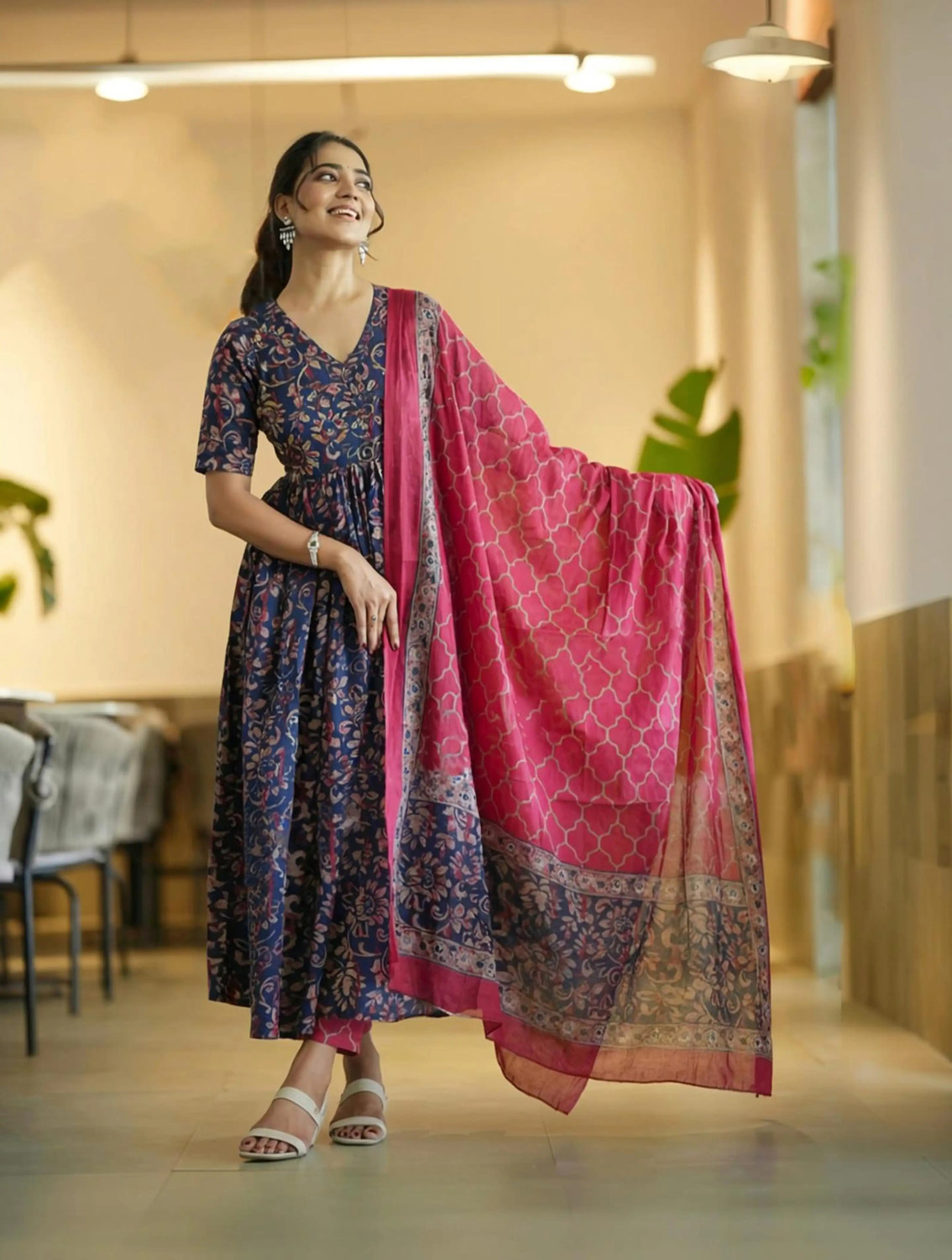 Image of Divastri Women Viscose Rayon Kurta Pant Dupatta Set