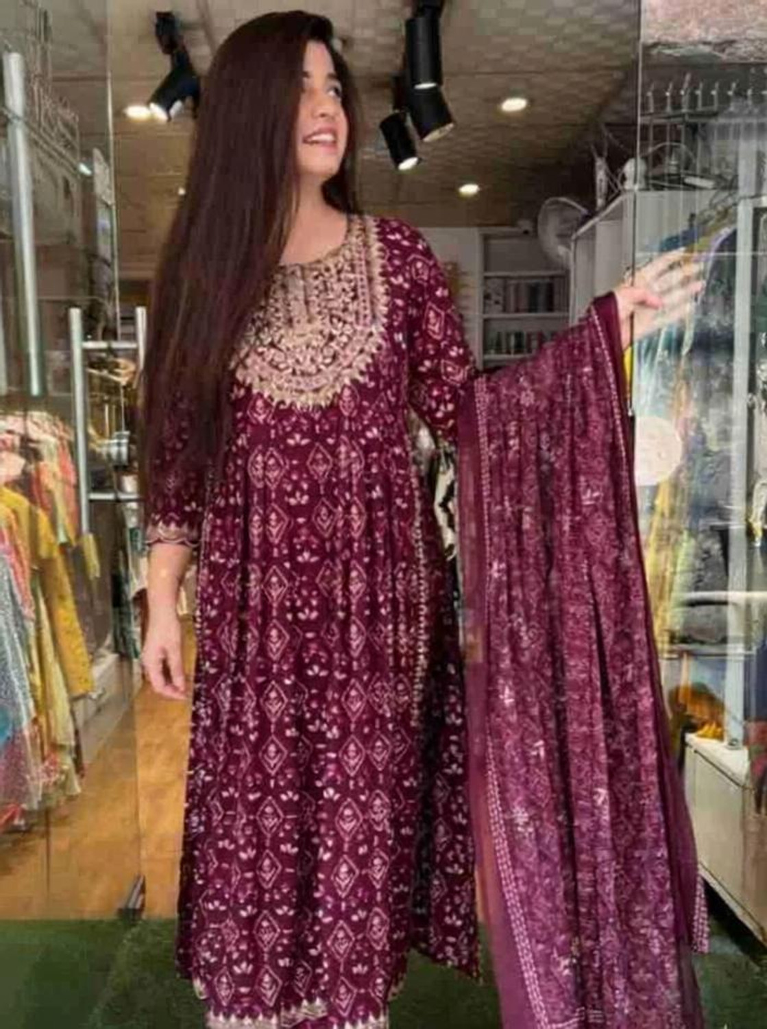 Image of Shantika Women Viscose Rayon Kurta Pant Dupatta Set