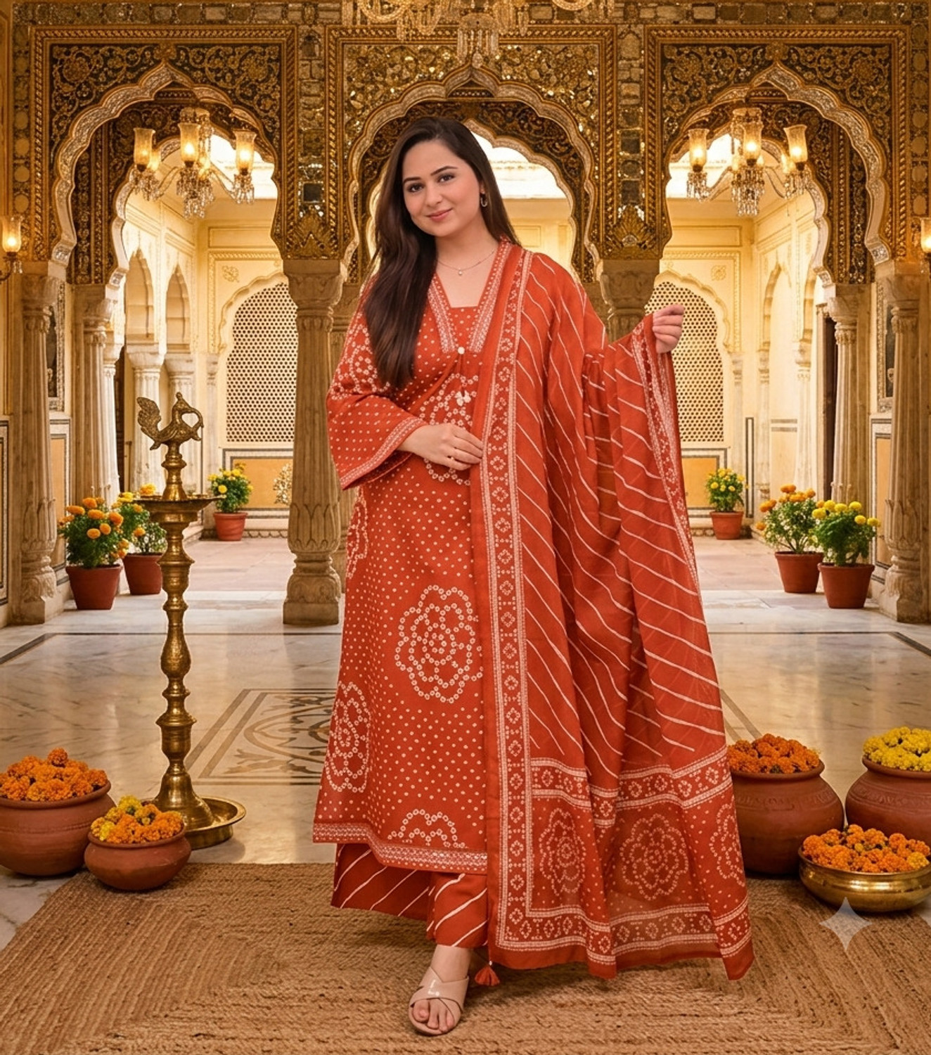 Image of KILFIT Women Cotton Blend Kurta Palazzo Set