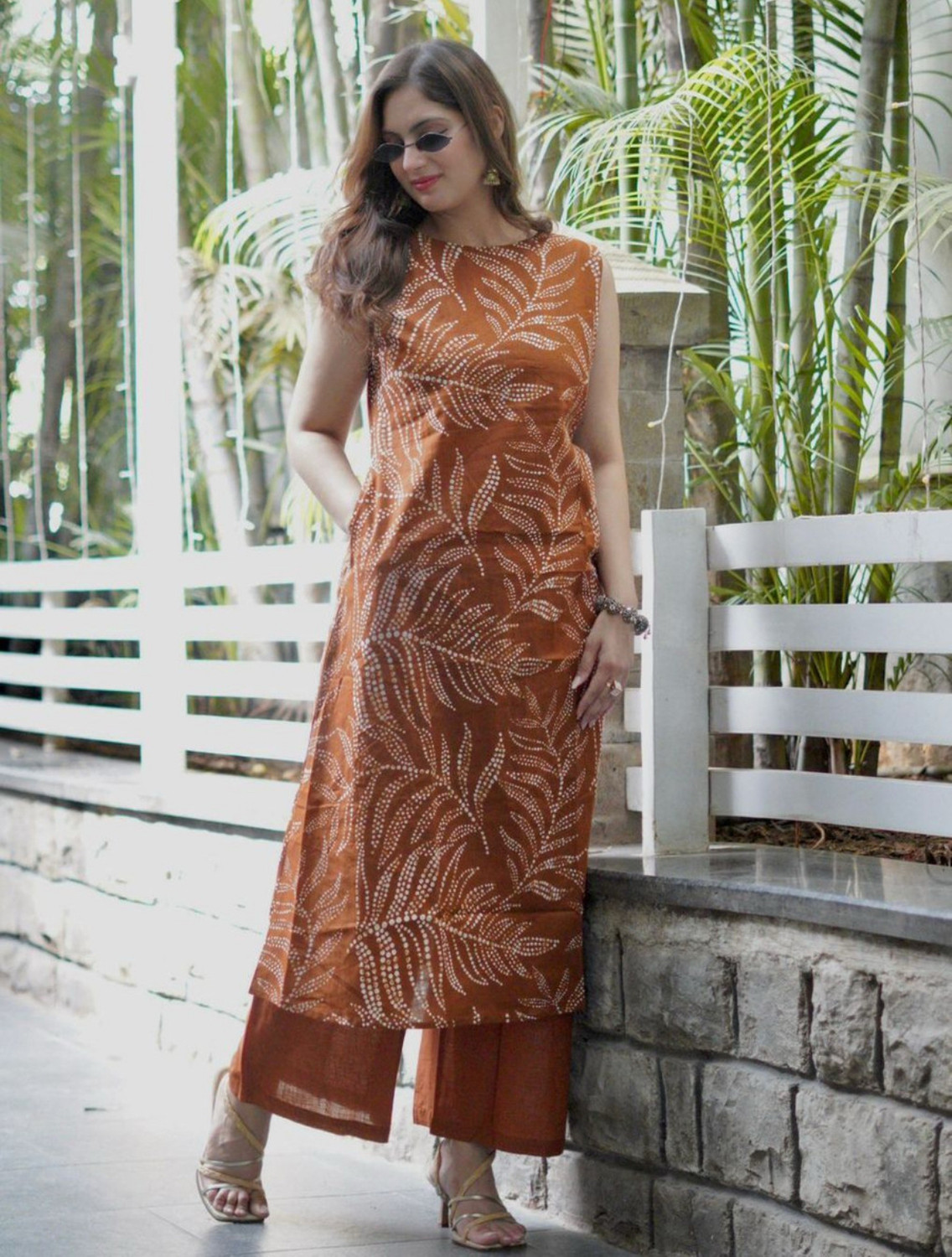 Image of PUSHPA CREATIONS Women Pure Cotton Kurta Palazzo Set