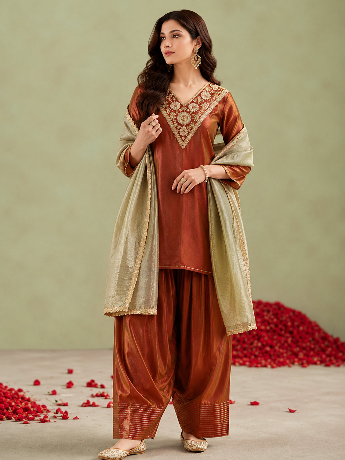 Image of MOKOSH Women Pure Cotton Kurta Sharara Dupatta Set