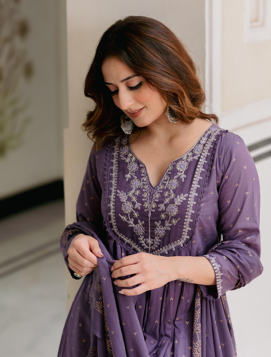 Image of Arayna Women Pure Cotton Kurta Palazzo Dupatta Set