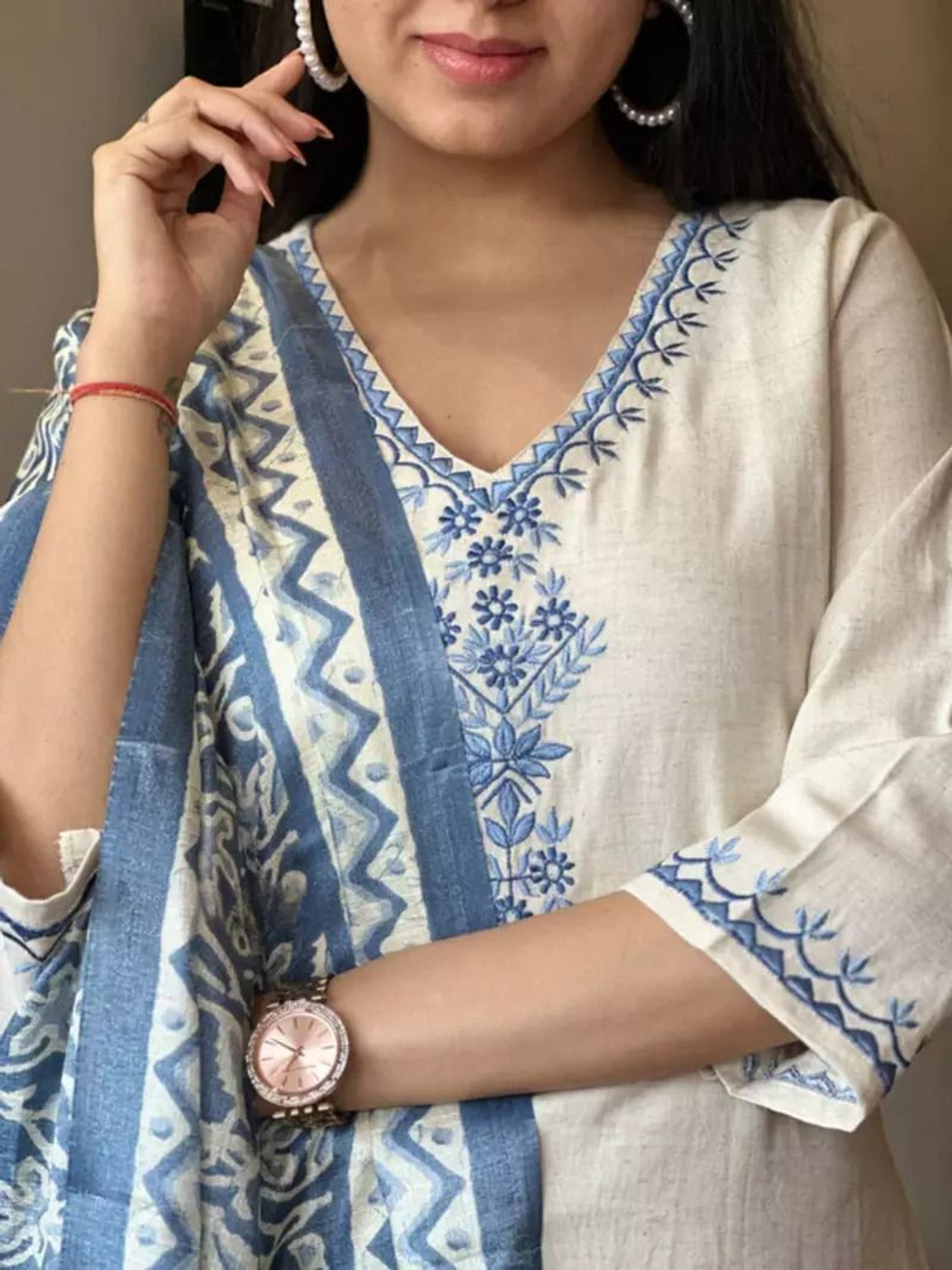 Image of FABZARI Women Pure Cotton Kurti Pant Dupatta Set