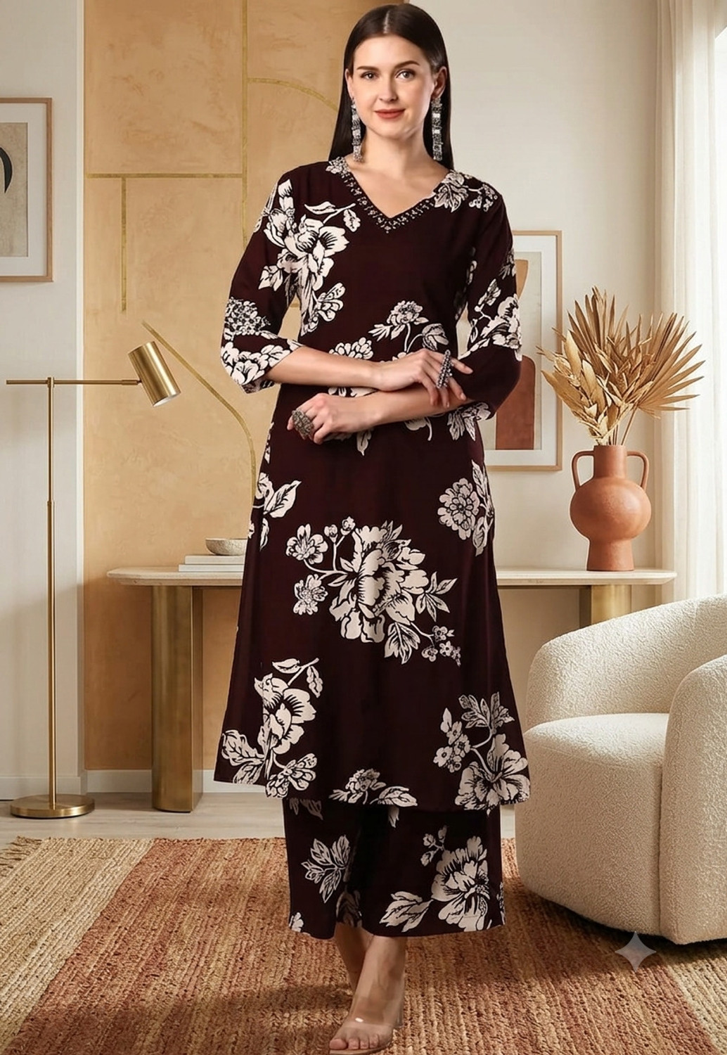 Image of Shantika Women Viscose Rayon Kurta Pant Dupatta Set