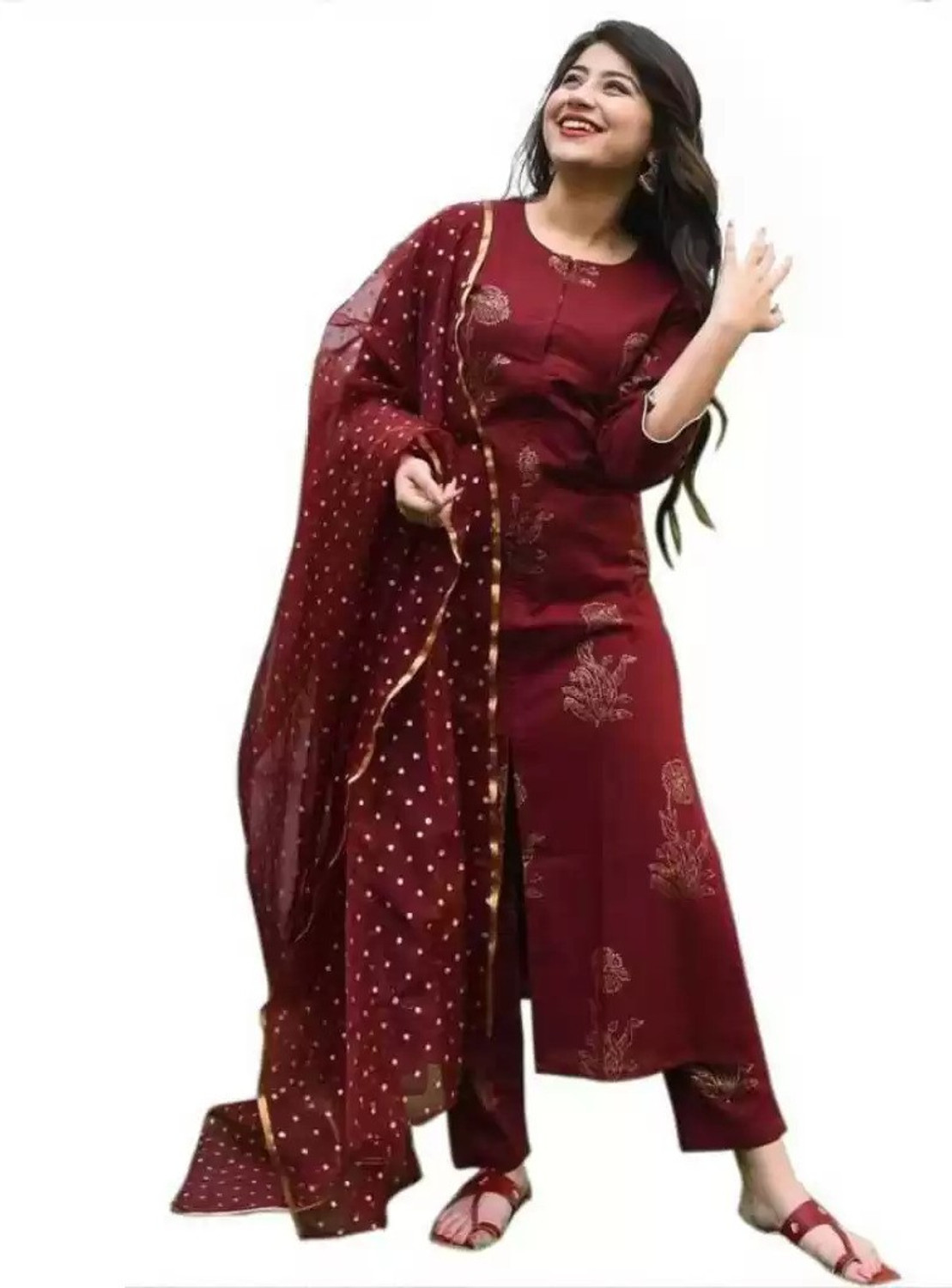 Image of NIKORA Women Viscose Rayon Kurta Dupatta Set