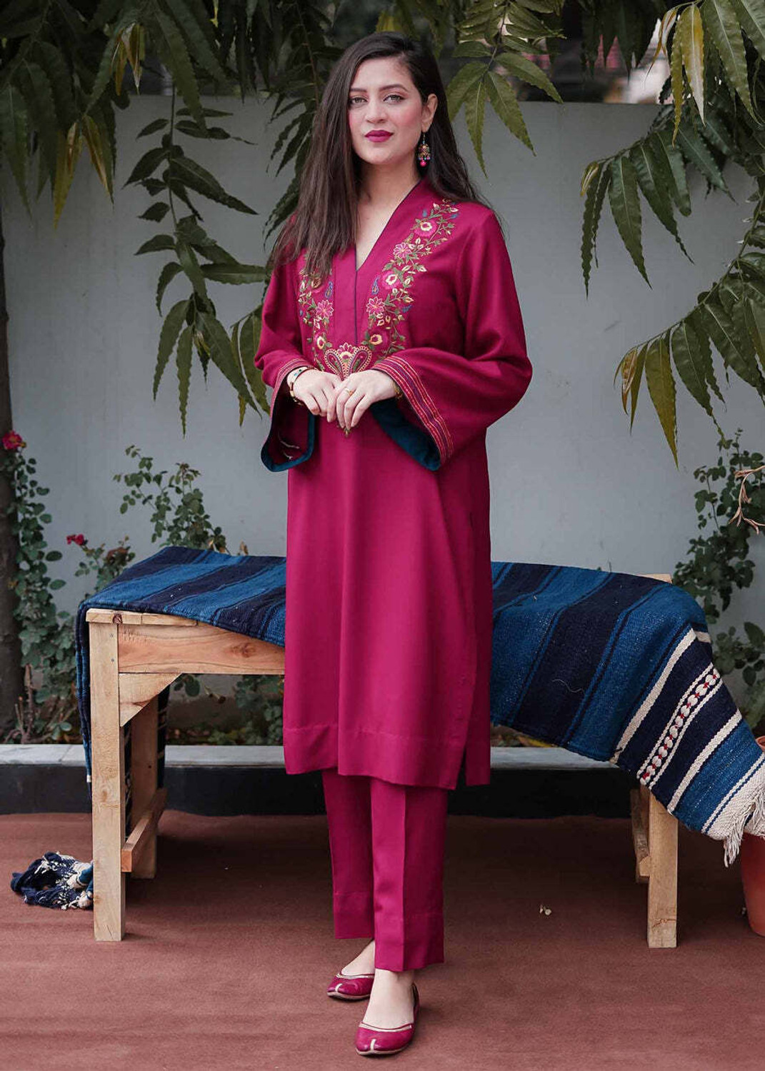 Image of HouseOfCommon Women Cotton Blend Kurta Pant Set