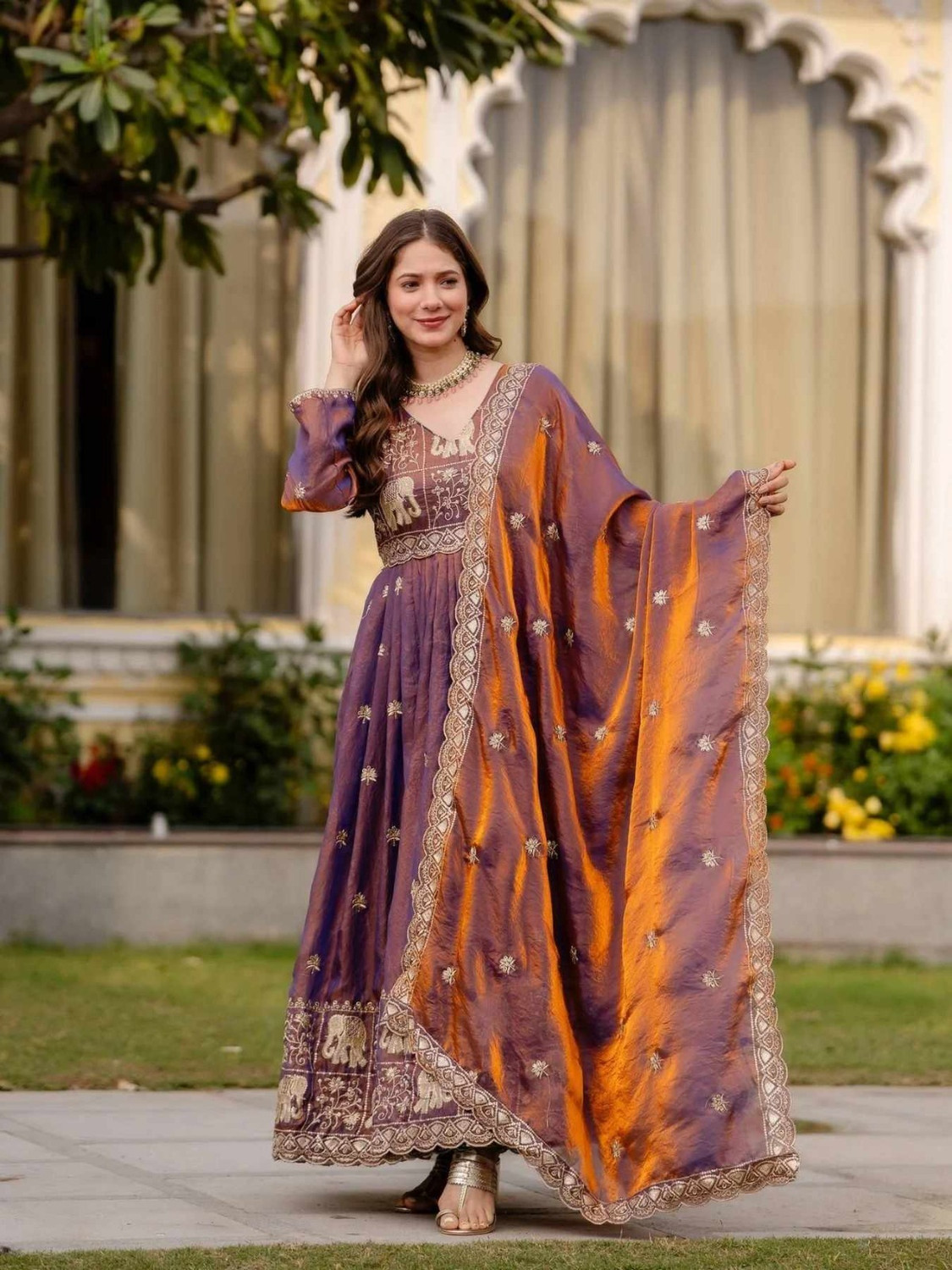 Image of Tasrika Women Muslin Kurta Palazzo Dupatta Set