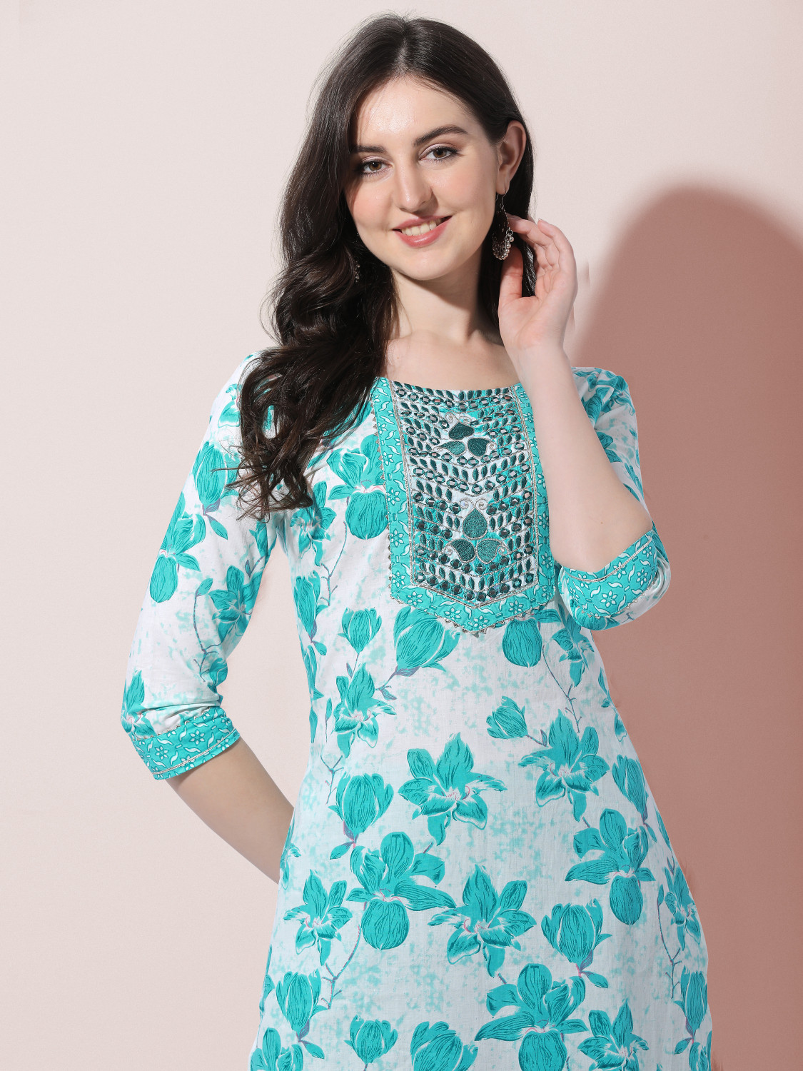 Image of MIRCHI FASHION Women Pure Cotton Kurta Pant Dupatta Set