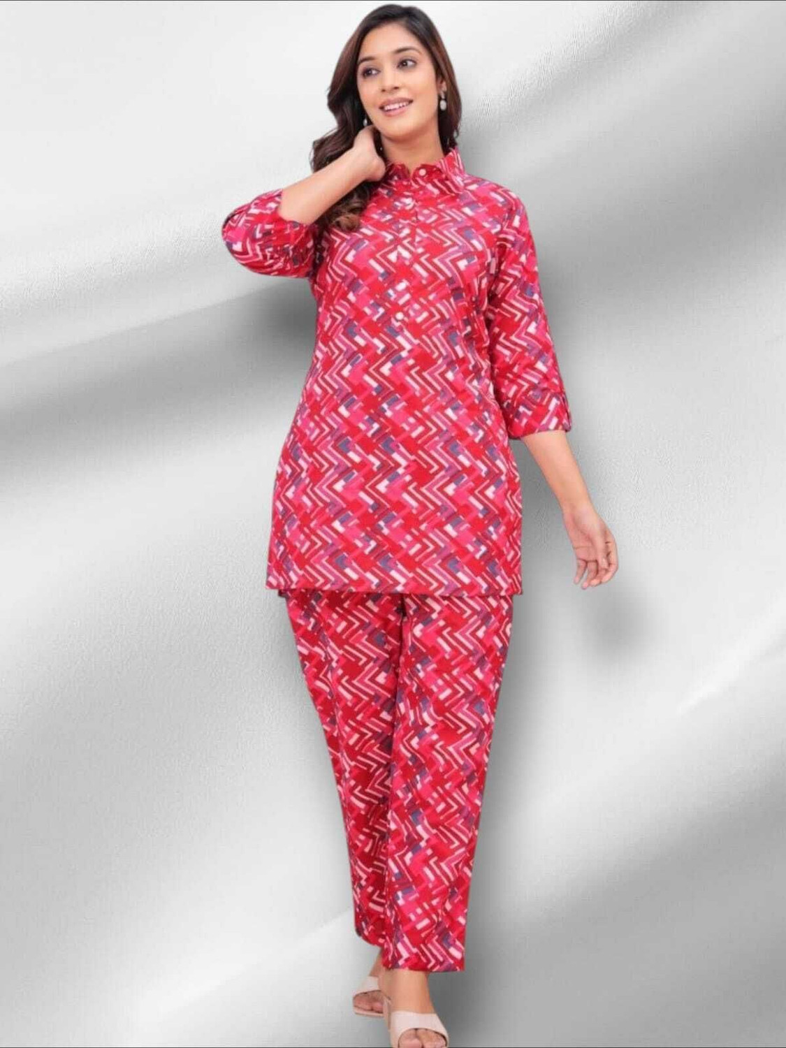 Image of simply Sewn Women Pure Cotton Kurti Pant Set