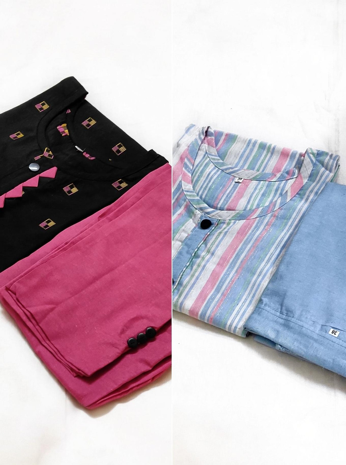 Image of AK SHAH Collection Women Cotton Blend Kurta Pant Set