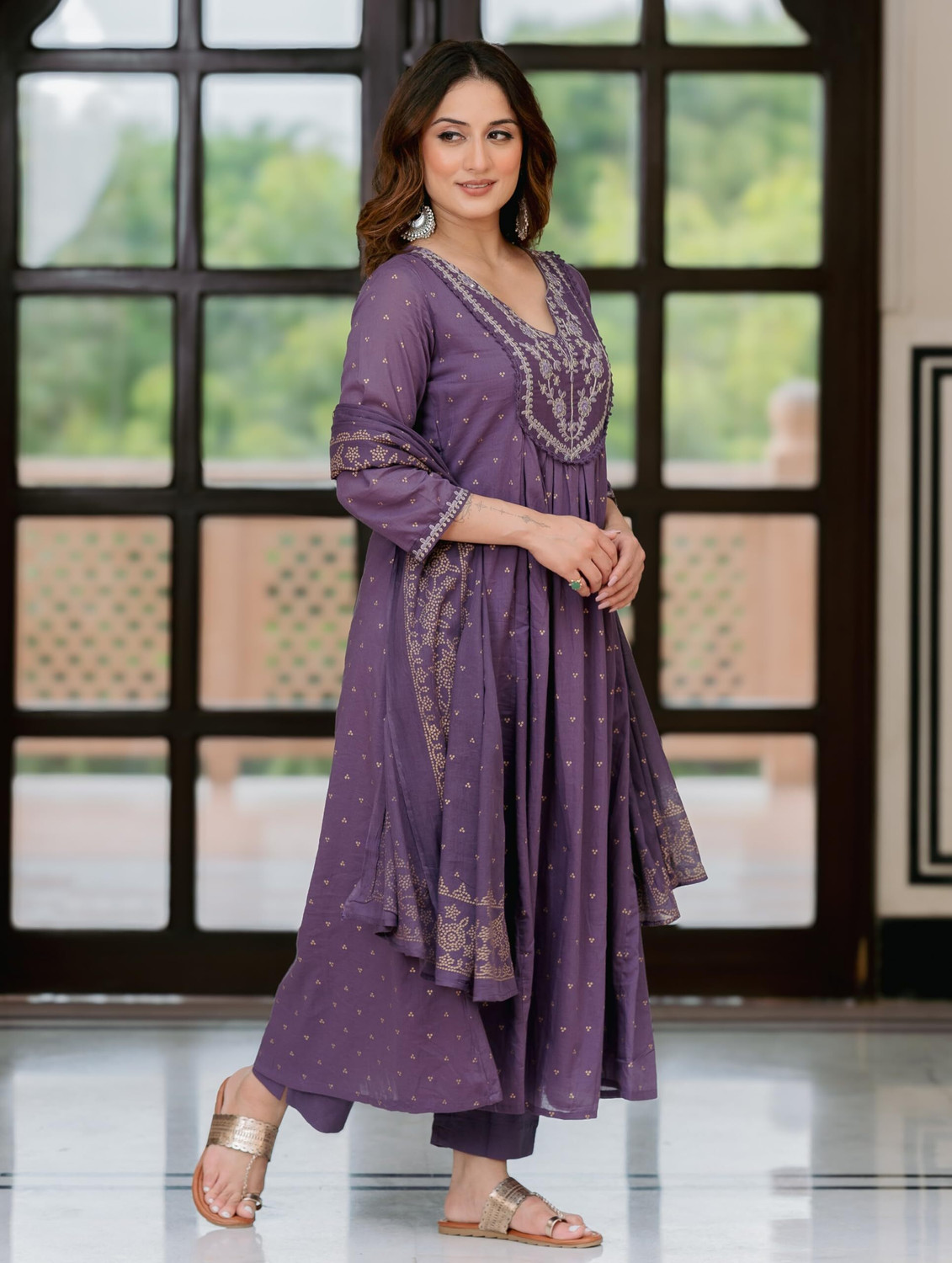 Image of Arayna Women Pure Cotton Kurta Palazzo Dupatta Set