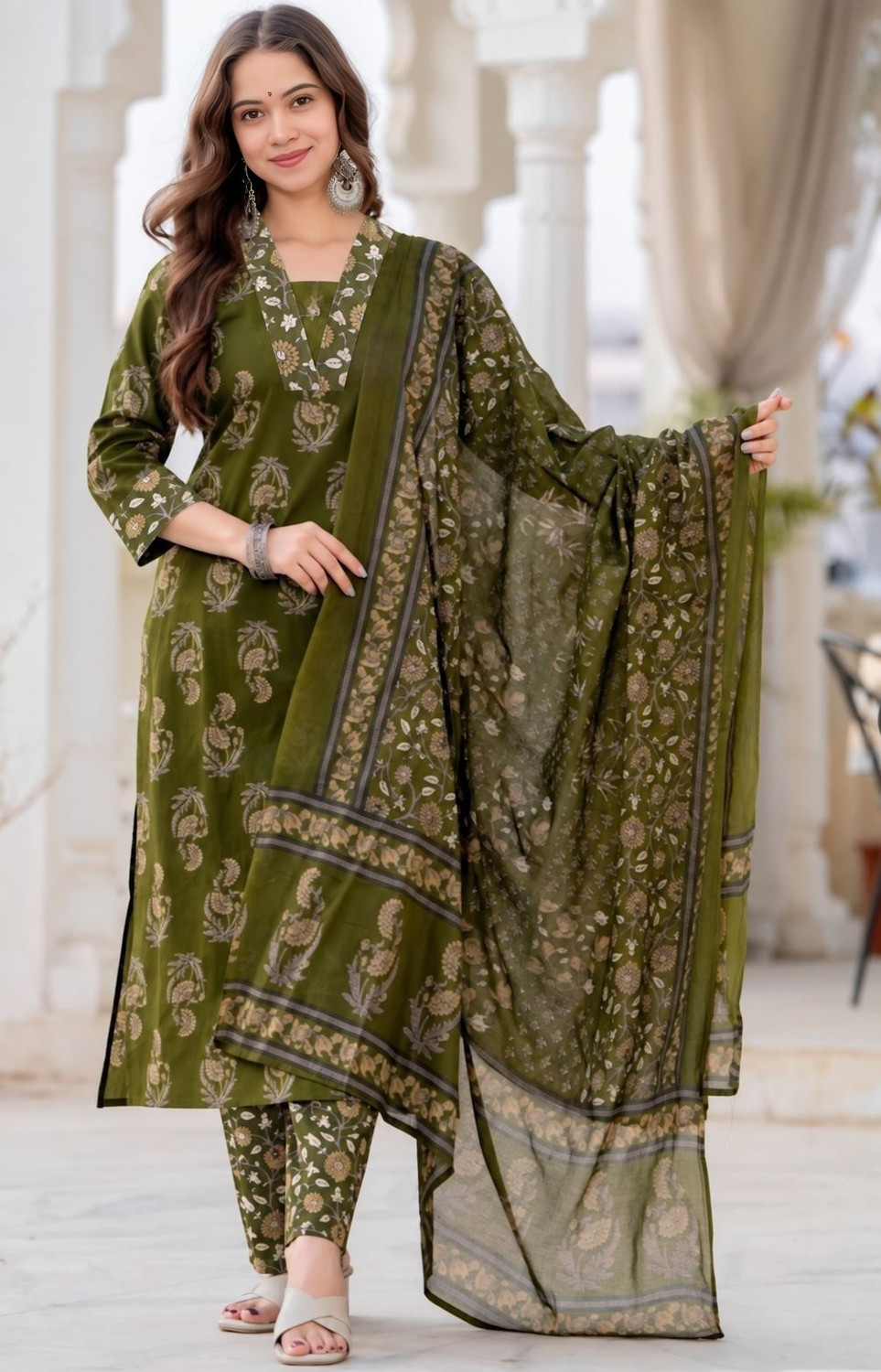 Image of YAGNIK FASHION Women Viscose Rayon Kurti Pant Attached Dupatta Set
