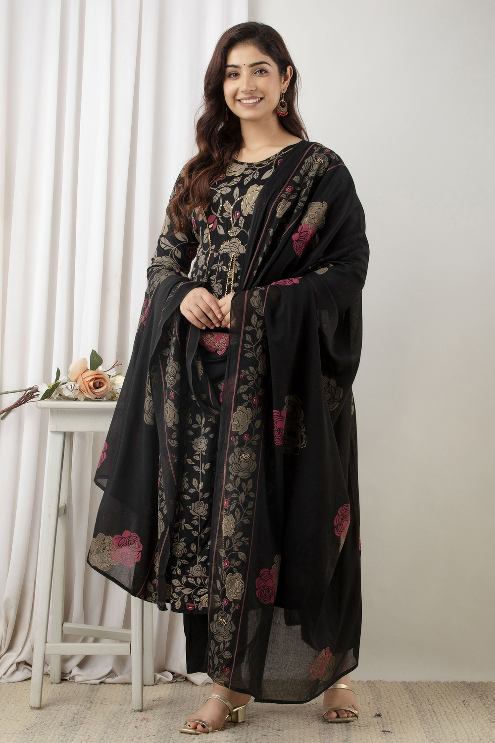 Image of River of cloth Women Viscose Rayon Kurta Pant Dupatta Set