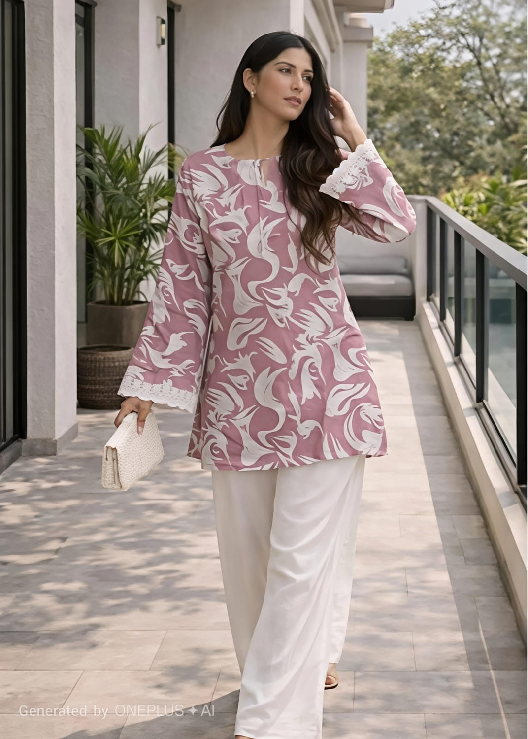 Image of sadya attire Women Cotton Blend Kurti Set