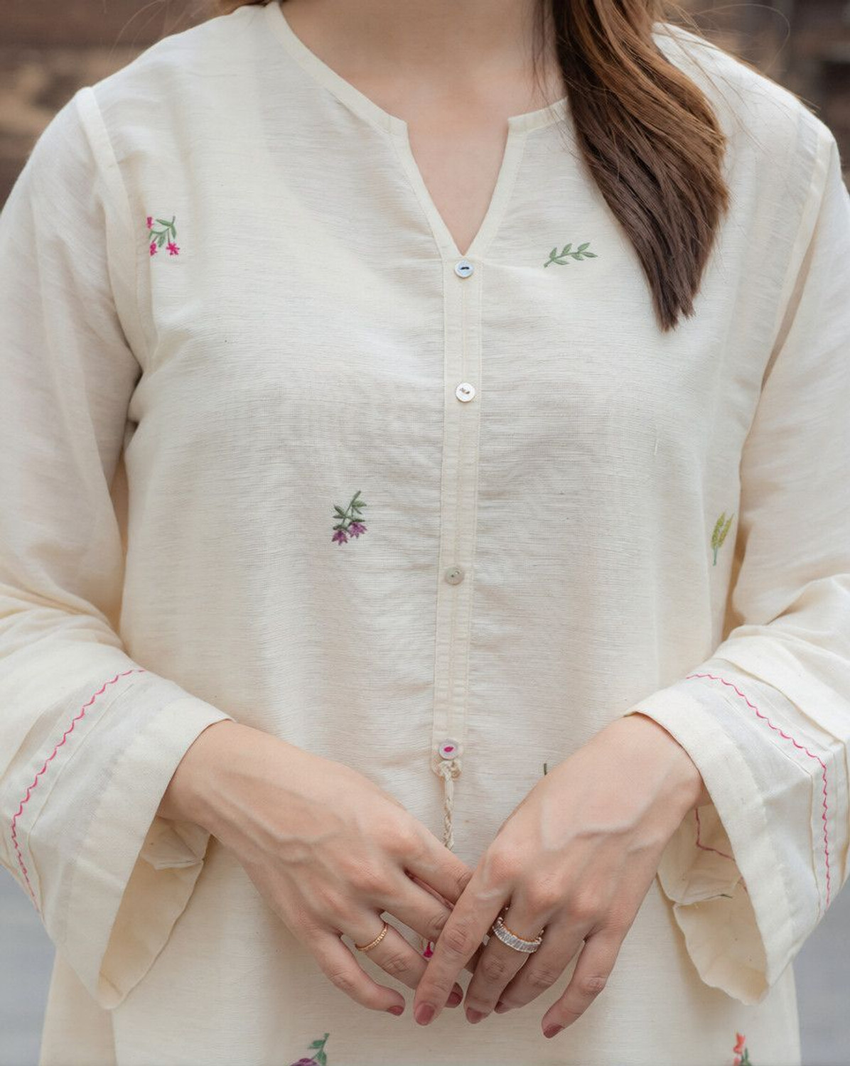 Image of sadya attire Women Cotton Blend Kurti Set