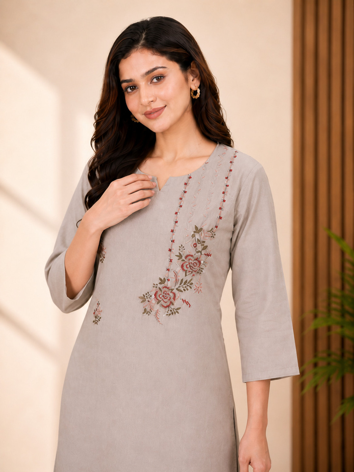 Image of KILFIT Women Cotton Blend Kurta Palazzo Set
