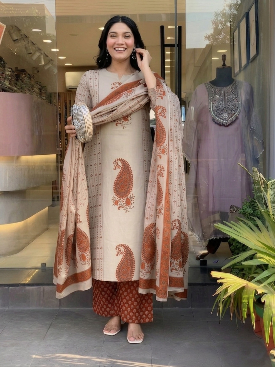 Image of Klosia Women Viscose Rayon Kurta Pant Dupatta Set