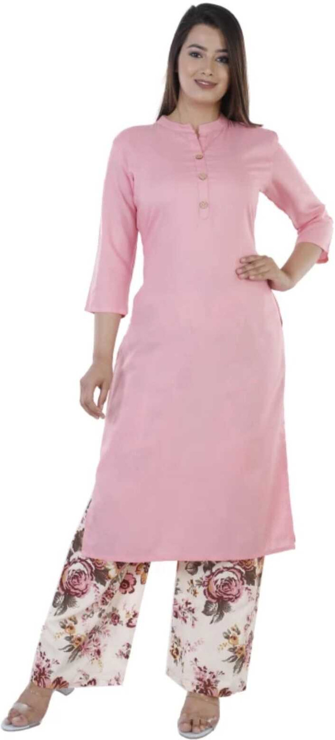 Image of HouseOfCommon Women Cotton Blend Kurta Pant Set