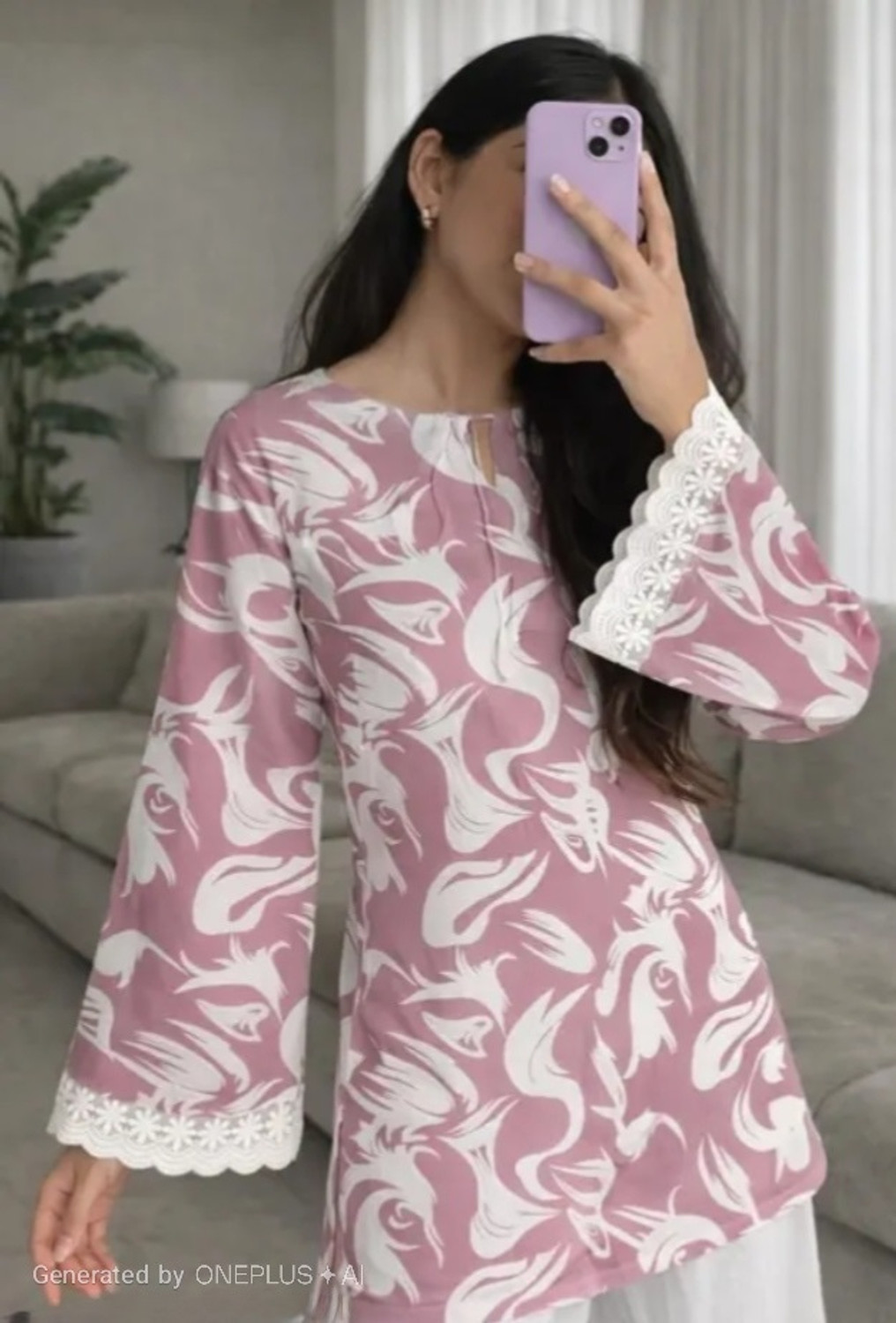 Image of sadya attire Women Cotton Blend Kurti Set