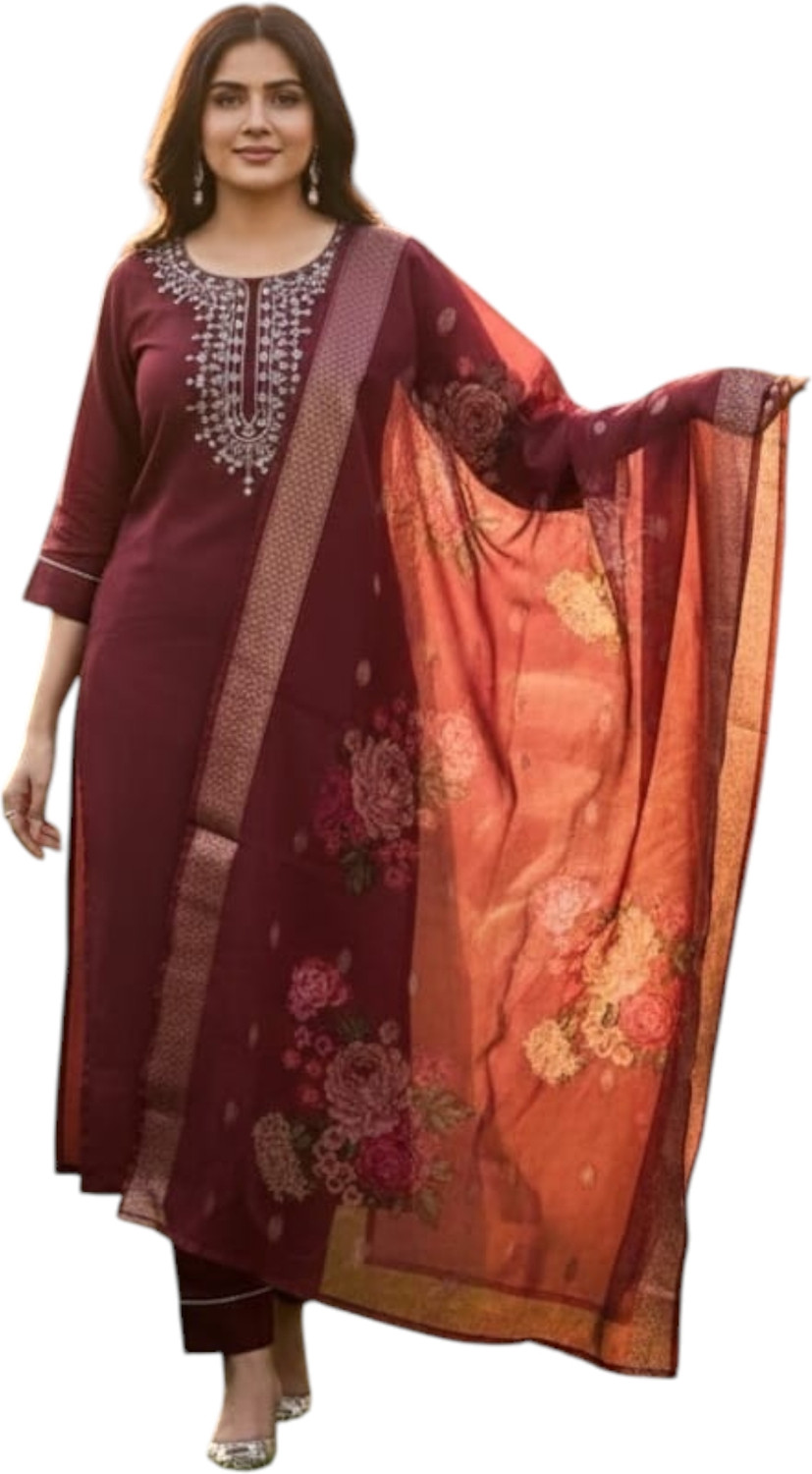 Image of Xomantic FASHION Embroidered Kurta, Sharara & Dupatta Set