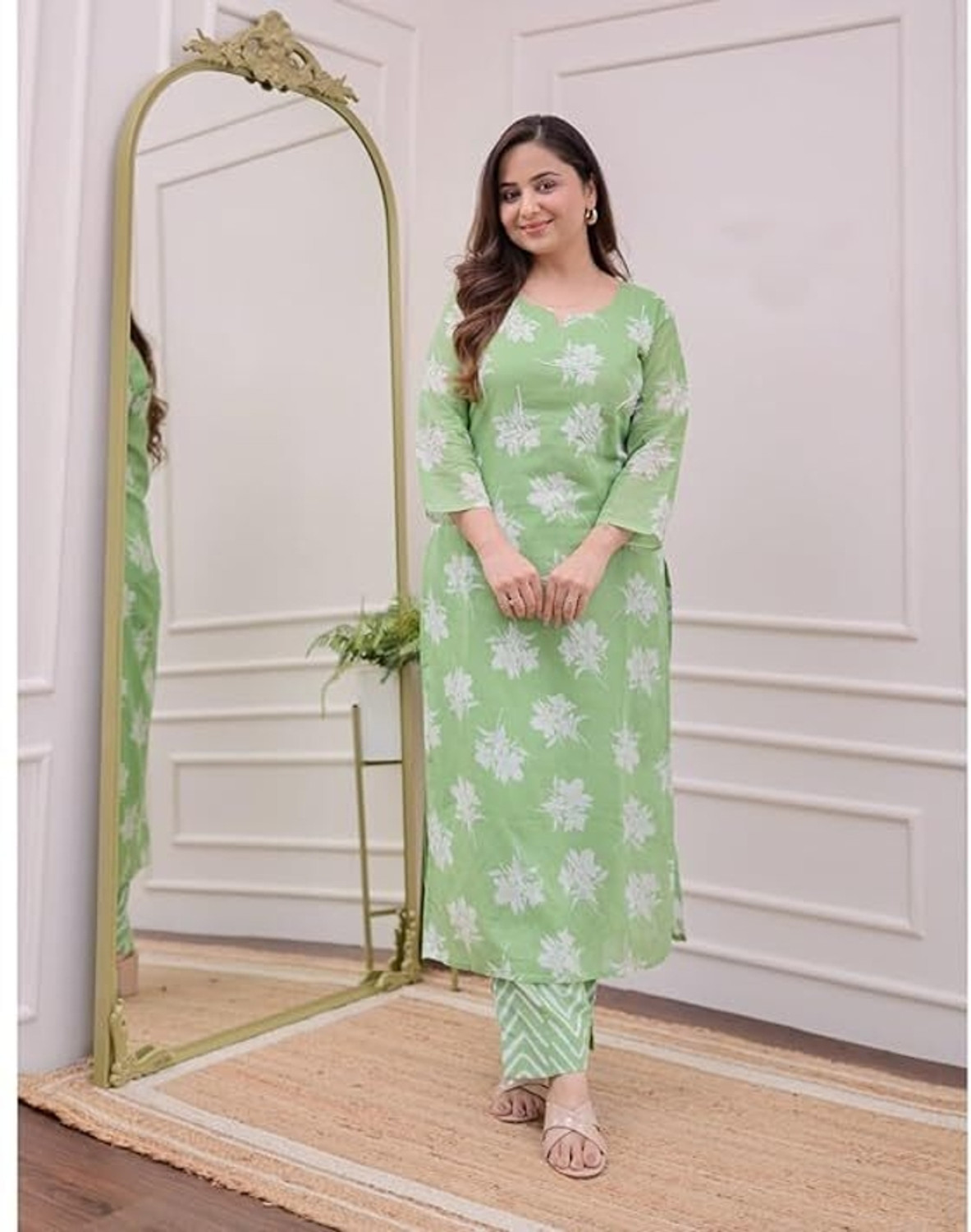 Image of Tasrika Women Chanderi Kurta Pant Dupatta Set