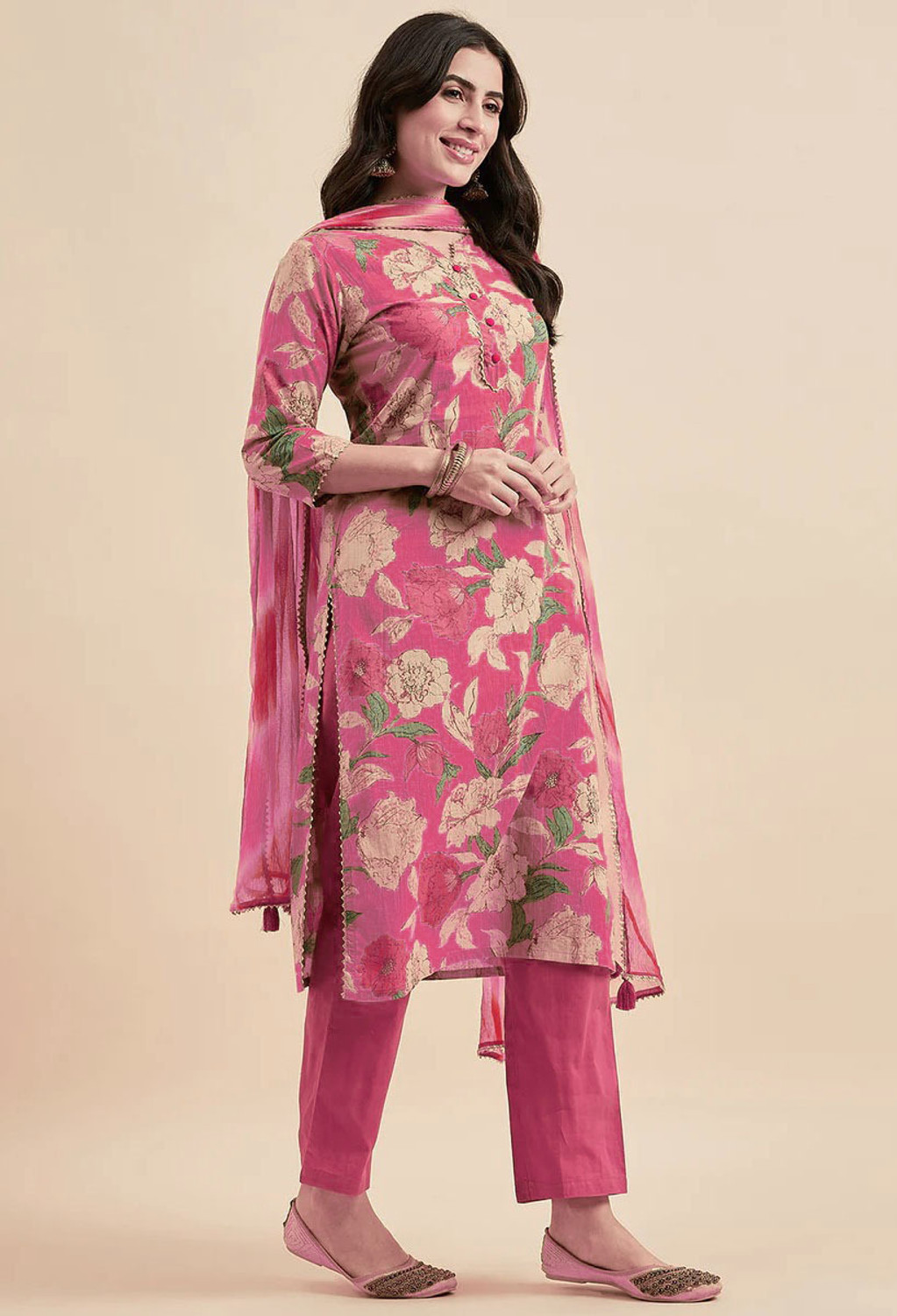 Image of JHANJHRIYA FAB Women Viscose Rayon Kurta Pant Dupatta Set