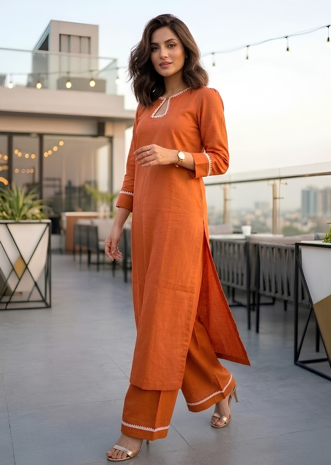 Image of Shyomeera Women Pure Cotton Kurta Palazzo Set