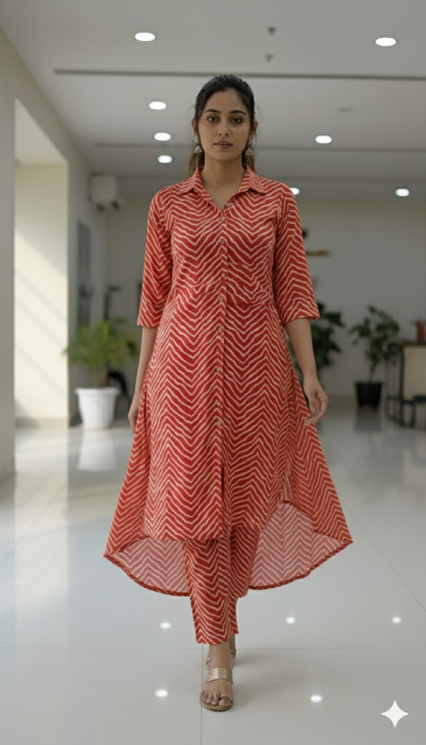 Image of Gosriki Women Cotton Blend Kurta Pant Dupatta Set