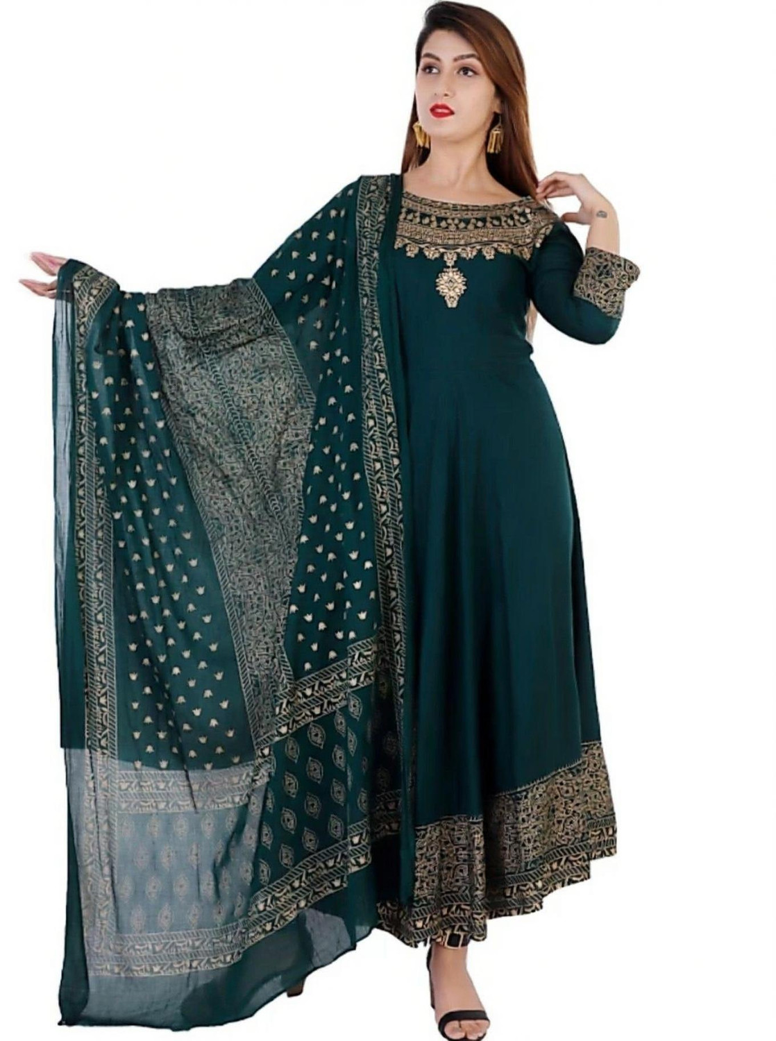 Image of NIKORA Women Viscose Rayon Kurta Dupatta Set
