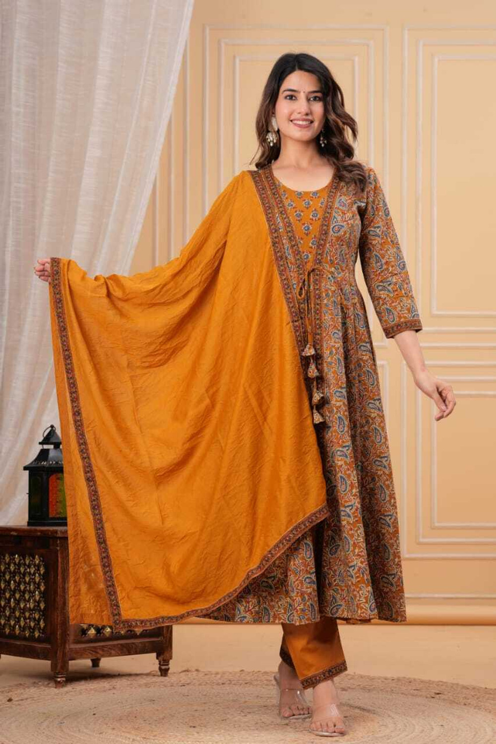Image of MOKOSH Women Pure Cotton Kurta Sharara Dupatta Set