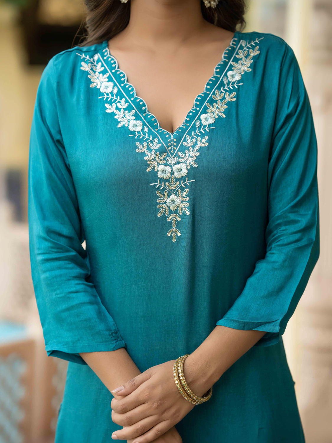 Image of SZN Embroidered Kurta, Trouser /Pant & Dupatta Set