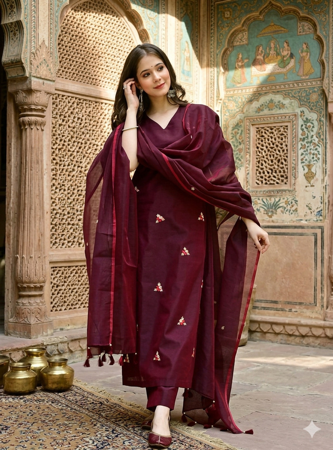 Image of Shyomeera Women Pure Cotton Kurta Palazzo Set