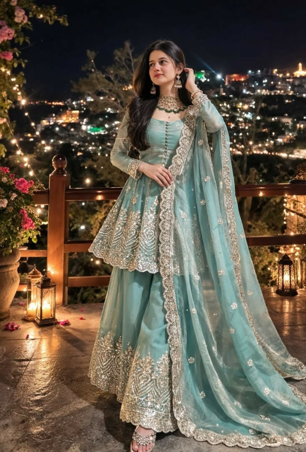 Image of Samragni Women Silk Blend Kurta Palazzo Dupatta Set