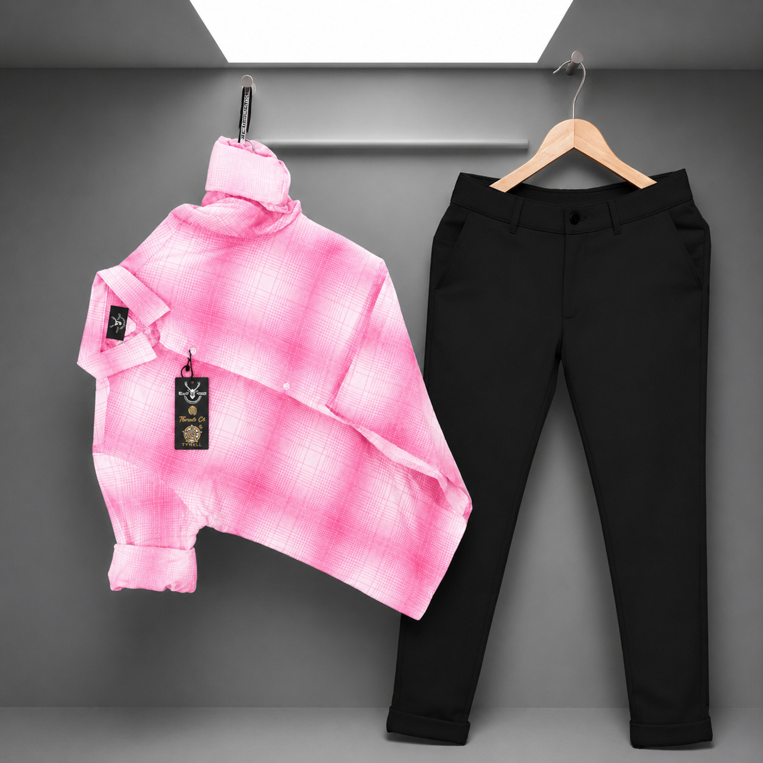 Black Deer Men Cotton Blend Shirt Pant Set - Image 1